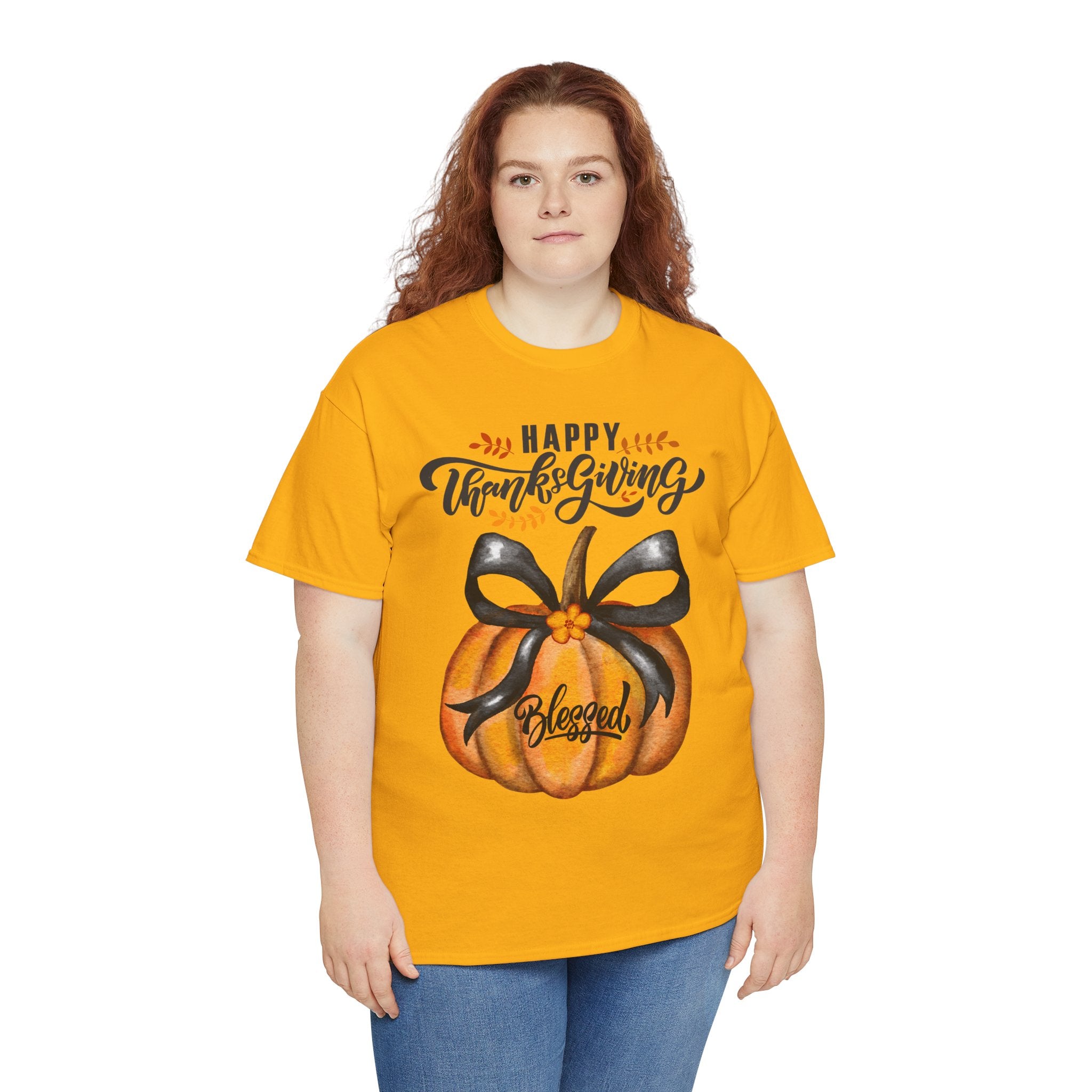 Thanksgiving Pumpkin Tee - Happy Thanksgiving, Blessed Shirt, Fall Apparel, Unisex Cotton Tee, Holiday Gift