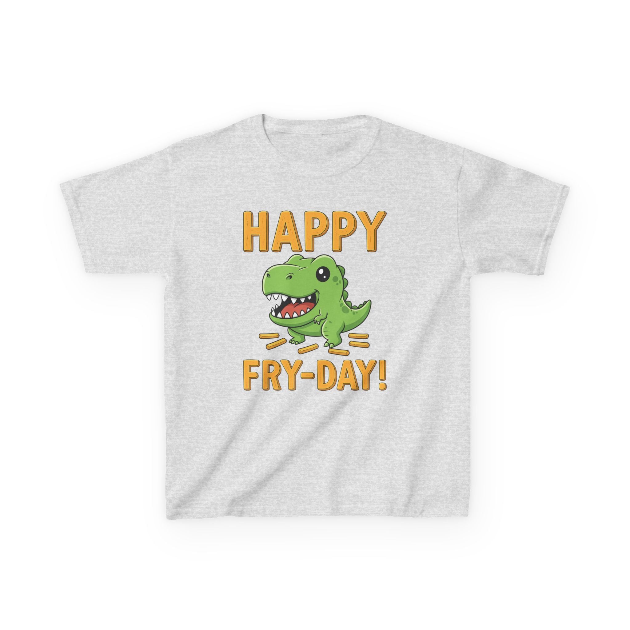 Happy Fry-Day Kids Tee, Fun Dinosaur T-Shirt, Kids Cotton Shirt, Birthday Gift, Everyday Wear, Summer Fun, Playful Tee