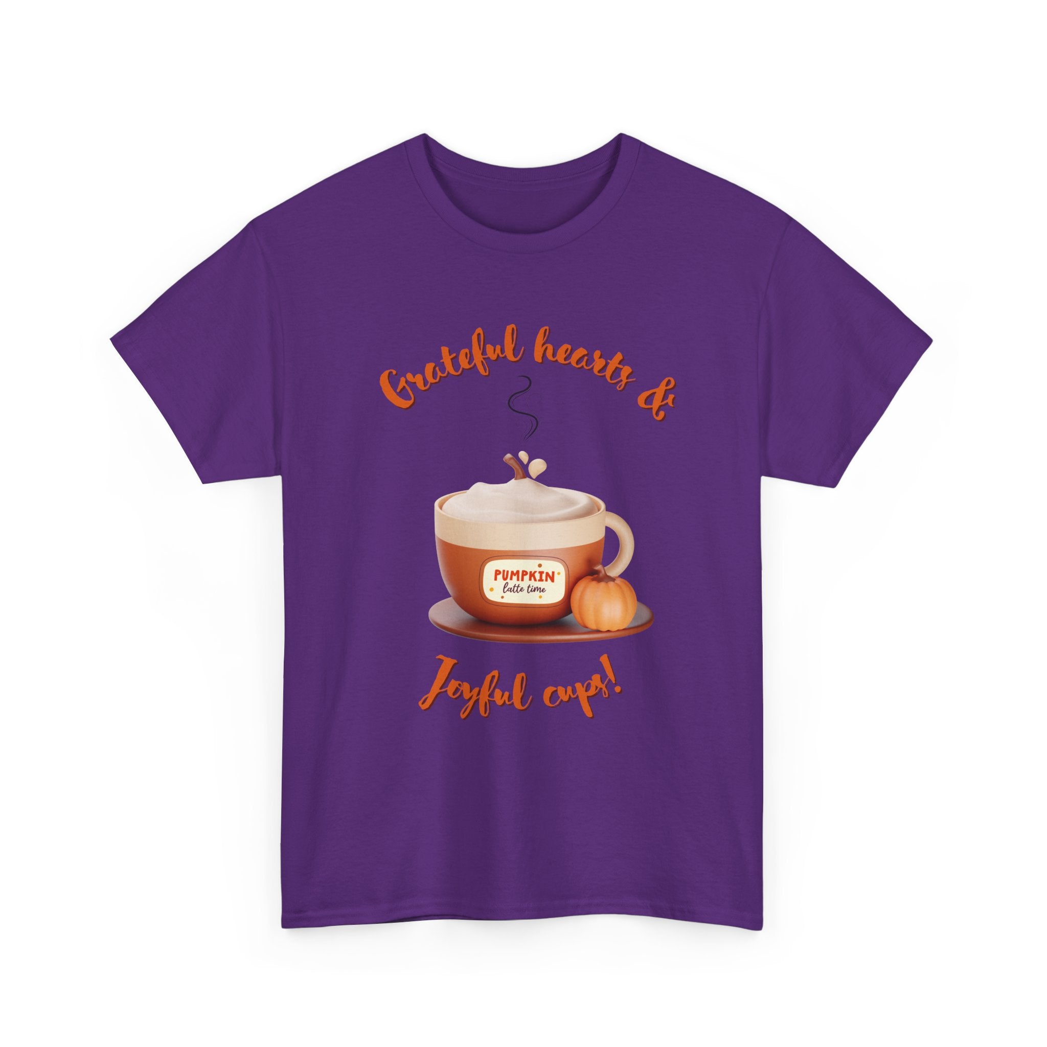 Happy Thanksgiving- Grateful Hearts & Joyful Cups Unisex Tee, Cozy Fall T-Shirt, Thanksgiving Gift, Coffee Lover Apparel, Autumn Fashion