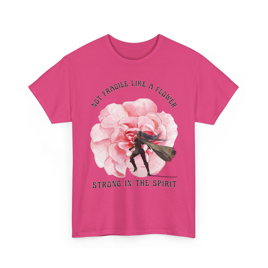 Unisex Heavy Cotton Tee with Empowering Floral Design, Inspirational T-Shirt, Gift for Her, Self-Care Shirt, Women's Day Apparel