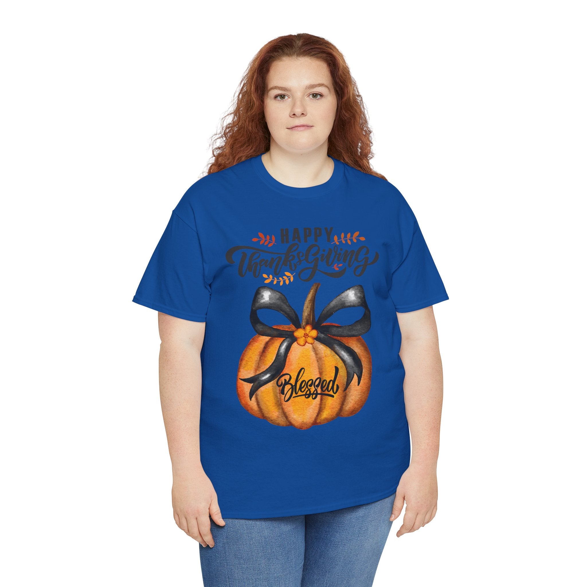 Thanksgiving Pumpkin Tee - Happy Thanksgiving, Blessed Shirt, Fall Apparel, Unisex Cotton Tee, Holiday Gift