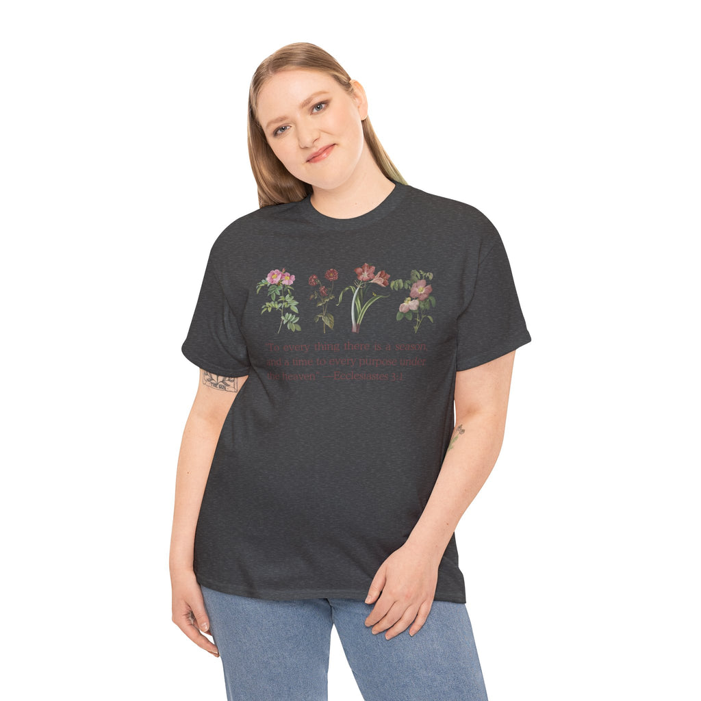 Christian -Biblical Inspirational Floral Quote Tee, Nature Lover Gift, Eco-Friendly Fashion, Casual Everyday Wear