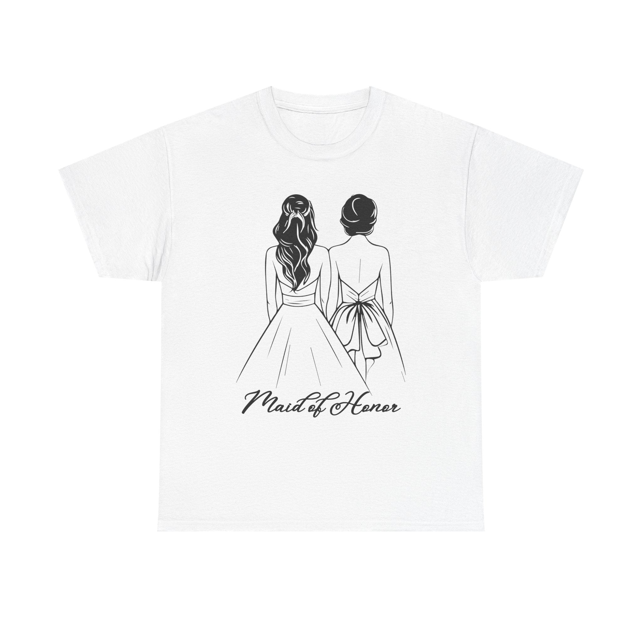 Maid of Honor Tee, Unisex Heavy Cotton T-Shirt, Wedding Gift, Bridal Party Attire, Customizable Bridal Wear, Fun Bachelorette Shirt