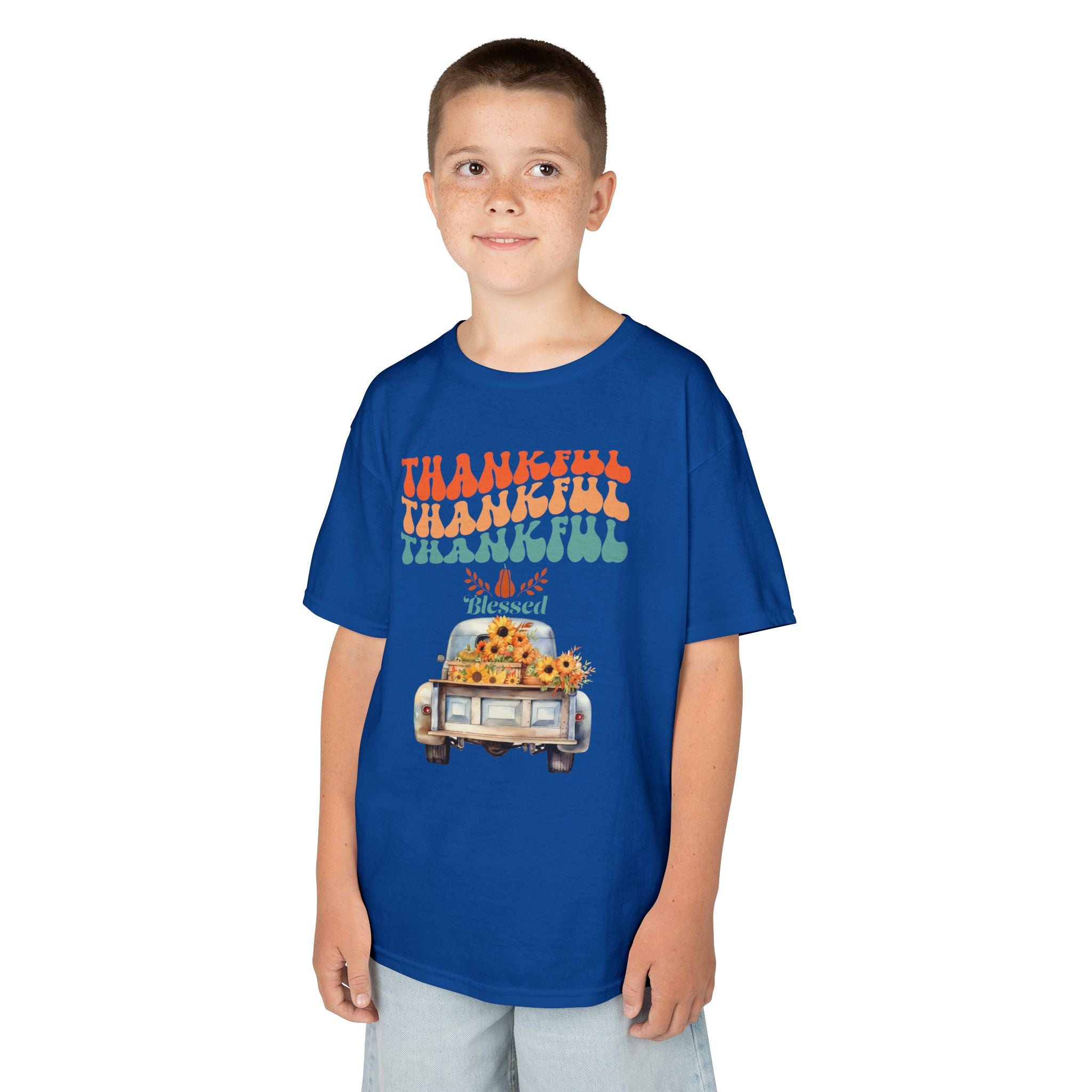 Thankful Kids Tee | Cute Autumn T-Shirt | Thanksgiving Gift | Kids Holiday Wear | Family Gathering Apparel