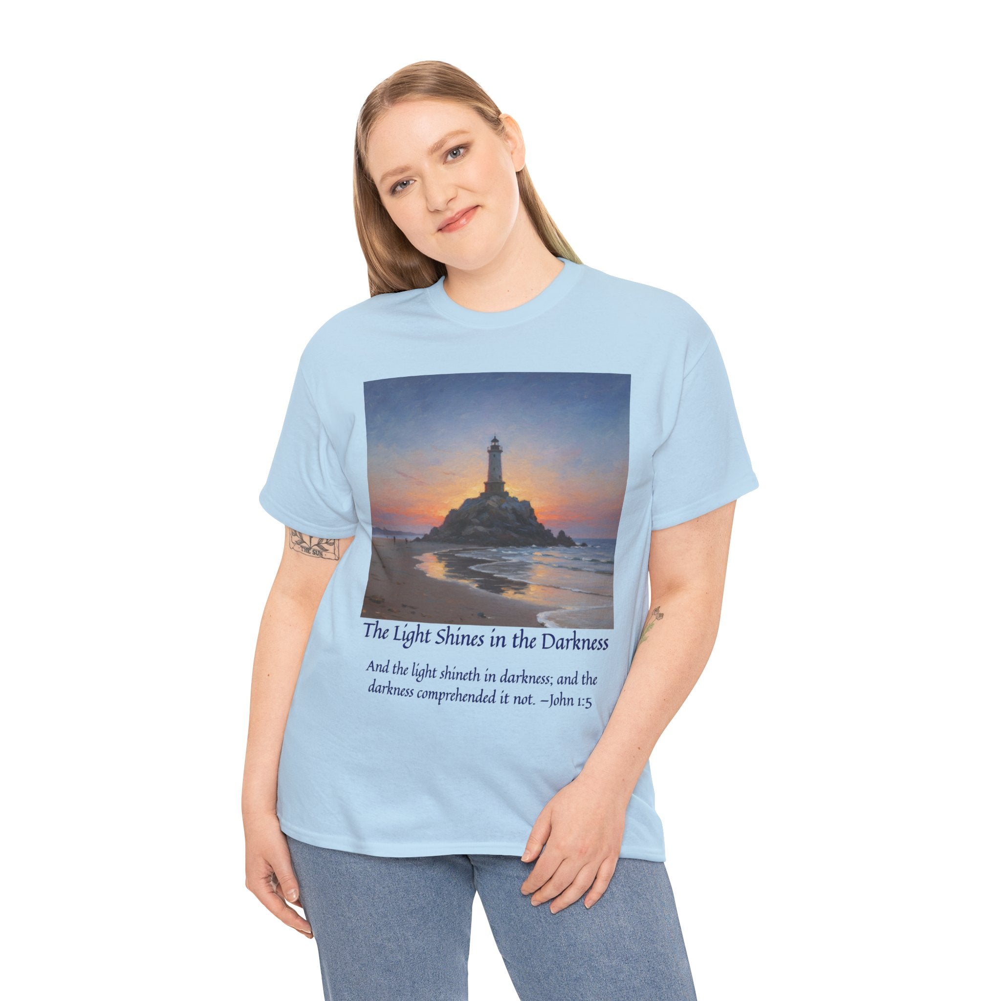 Light in Darkness Unisex Cotton Tee-inspired by Monet, Inspirational Shirt, Bible Verse Tee, Faith-Based Apparel, Perfect Gift for All Occasions