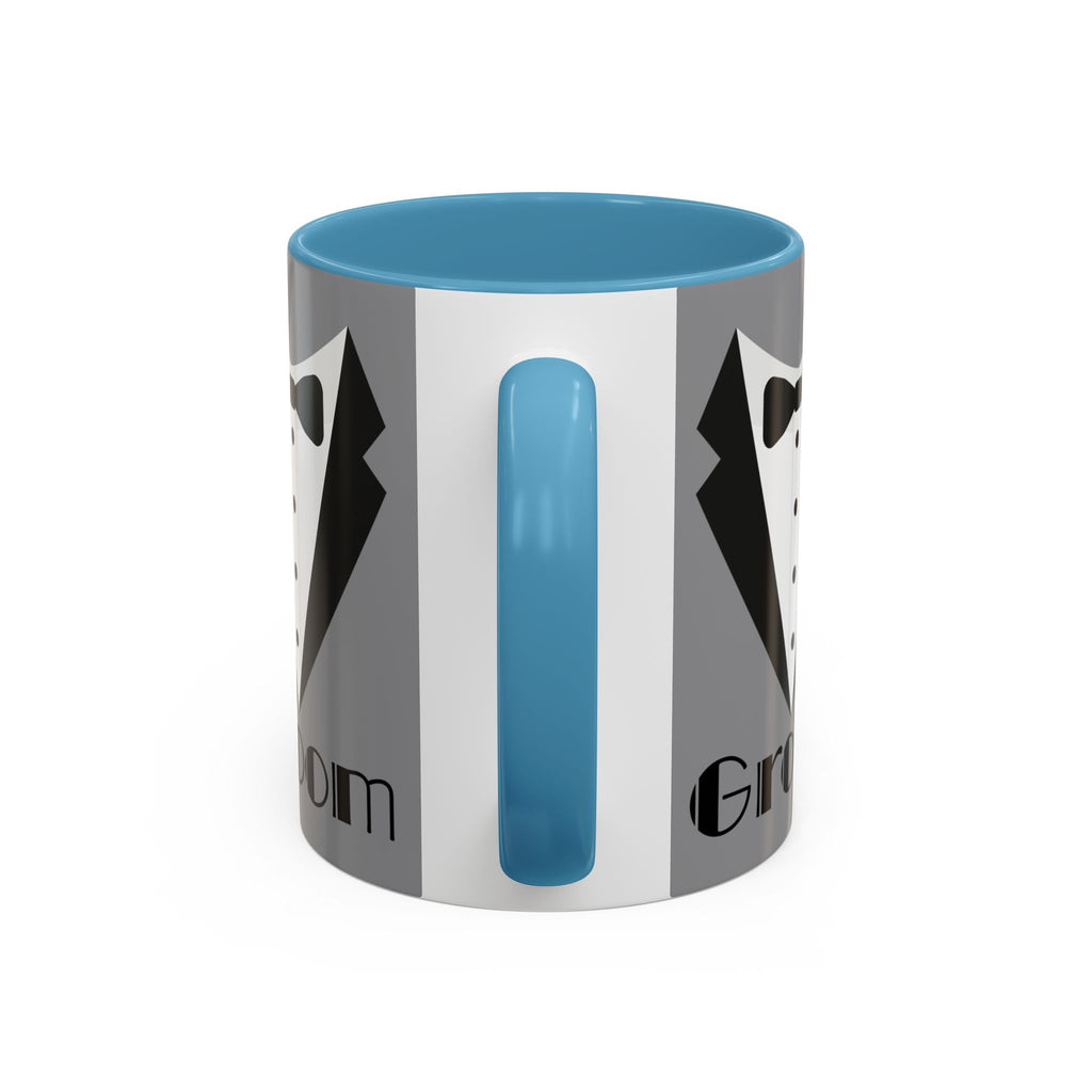 Groom Coffee Mug, Wedding Gift, Groomsmen Party Mug, Black and White Accent Mug, Engagement Celebration