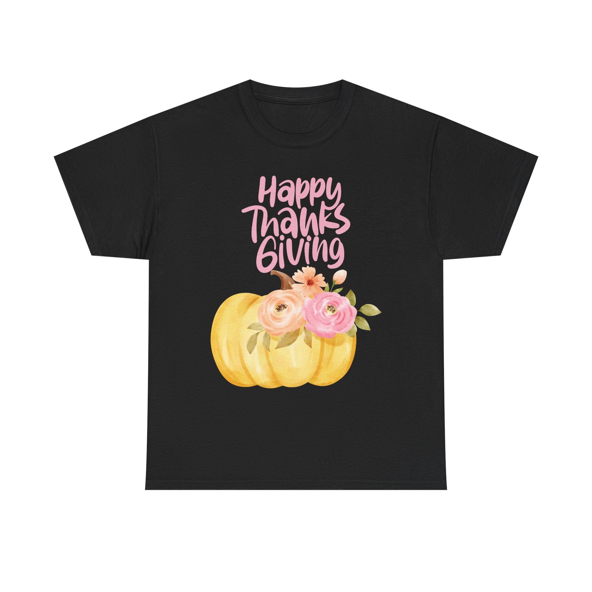 Thanksgiving Floral Tee, Holiday Shirt, Fall Fashion, Gifts for Her, Pumpkin T-Shirt, Autumn Apparel, Friendsgiving Outfit