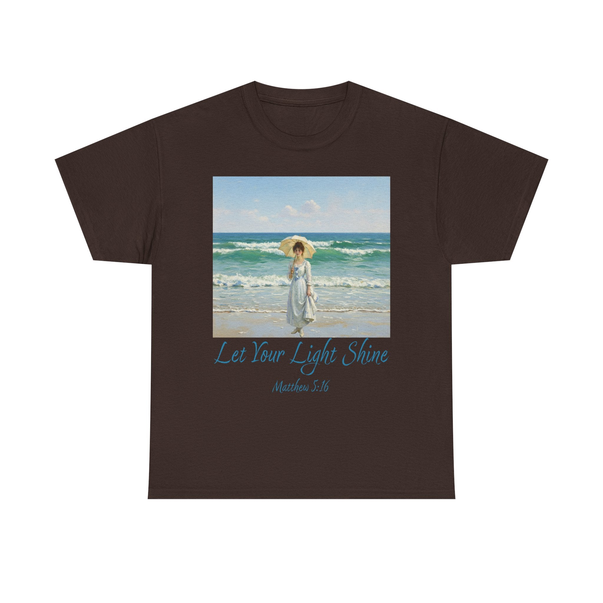 Let Your Light Shine- A Figure with a Parasol-Monet Style- Unisex Cotton Tee, Beach Vibes Shirt, Inspirational Summer Tee, Casual Gift for Her, Perfect for Days at the Shore