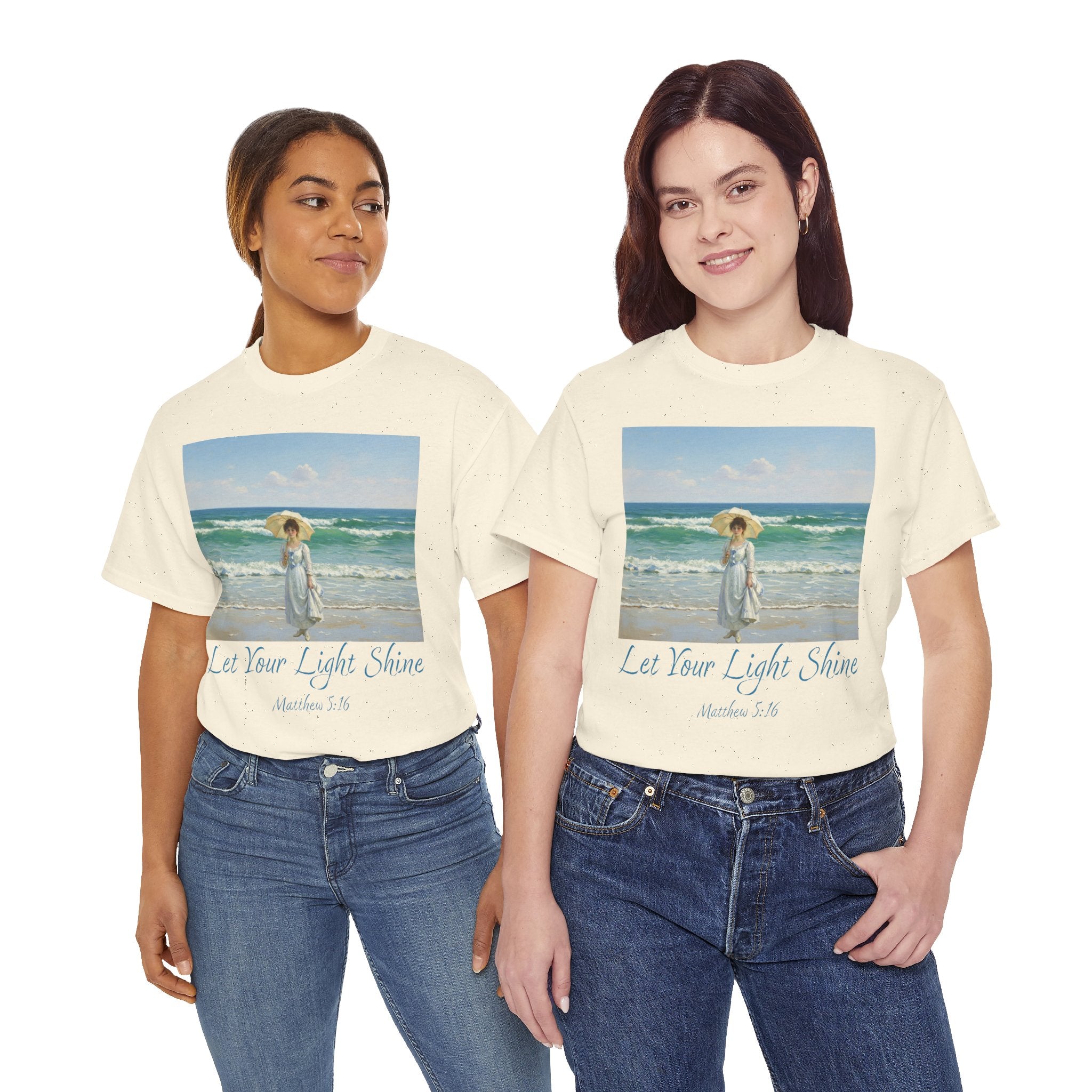 Let Your Light Shine- A Figure with a Parasol-Monet Style- Unisex Cotton Tee, Beach Vibes Shirt, Inspirational Summer Tee, Casual Gift for Her, Perfect for Days at the Shore