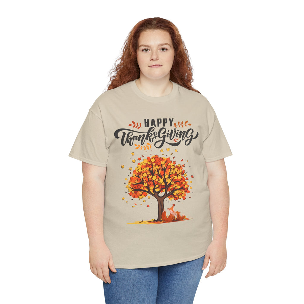 Thanksgiving Tree Tee, Fall T-Shirt, Autumn Apparel, Cozy Gift for Family, Cute Holiday Top