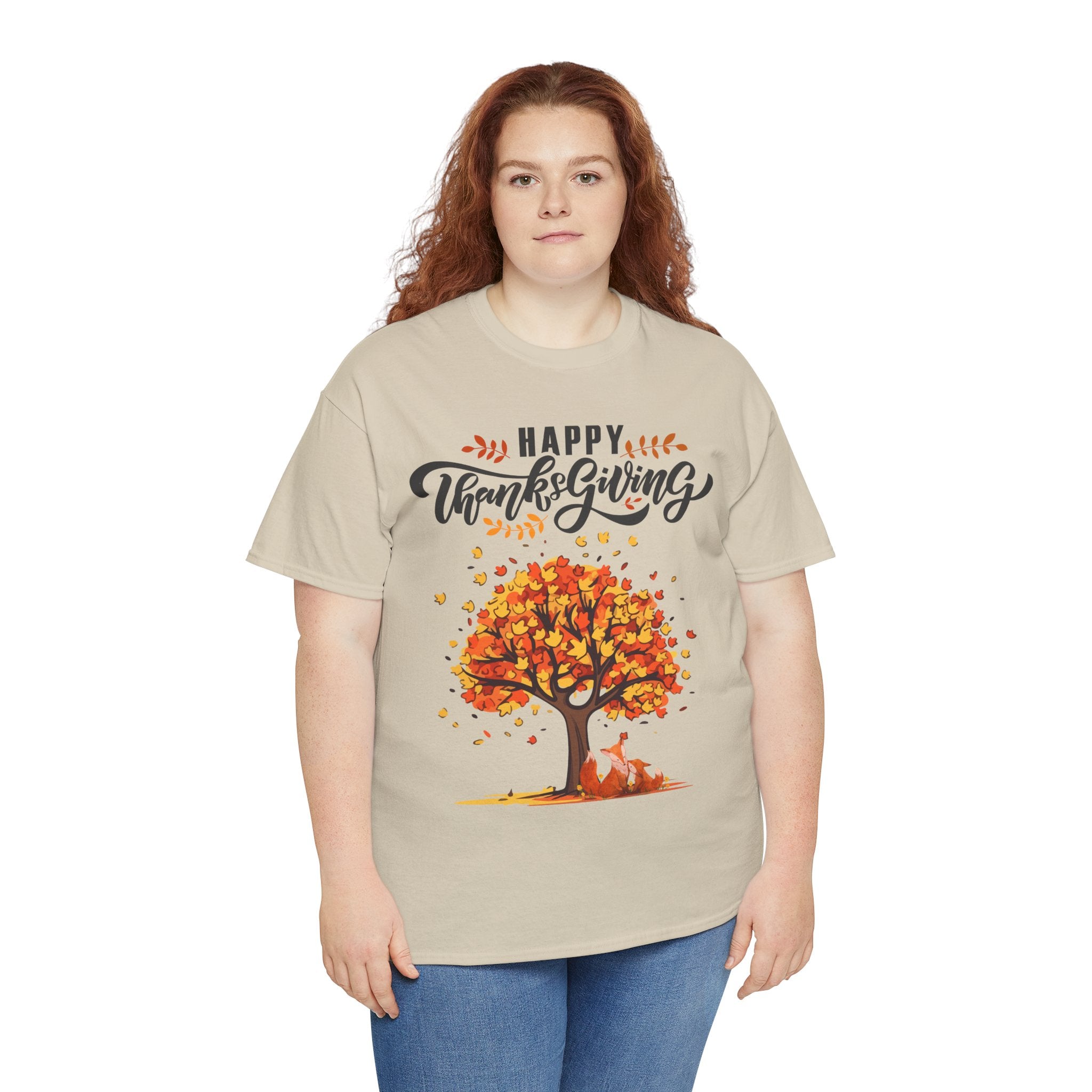 Thanksgiving Tree Tee, Fall T-Shirt, Autumn Apparel, Cozy Gift for Family, Cute Holiday Top