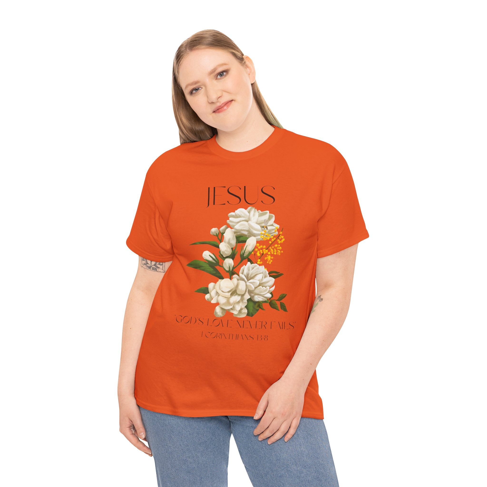 Jesus- God's love never fails-Unisex Heavy Cotton Tee