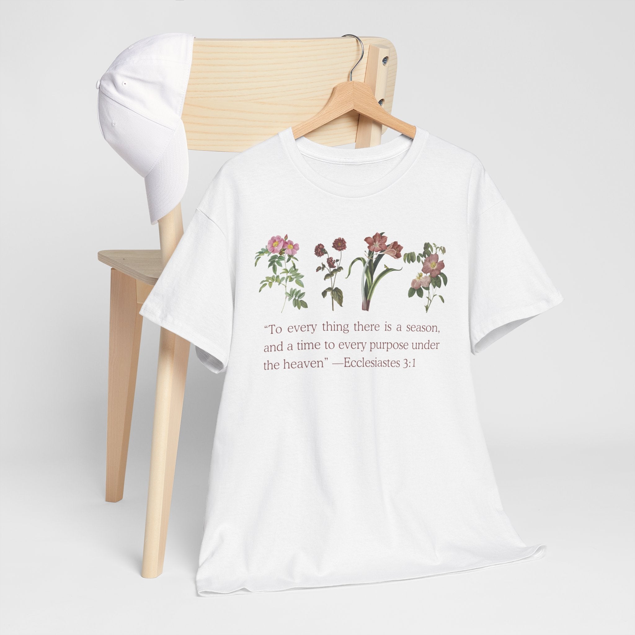 Christian -Biblical Inspirational Floral Quote Tee, Nature Lover Gift, Eco-Friendly Fashion, Casual Everyday Wear