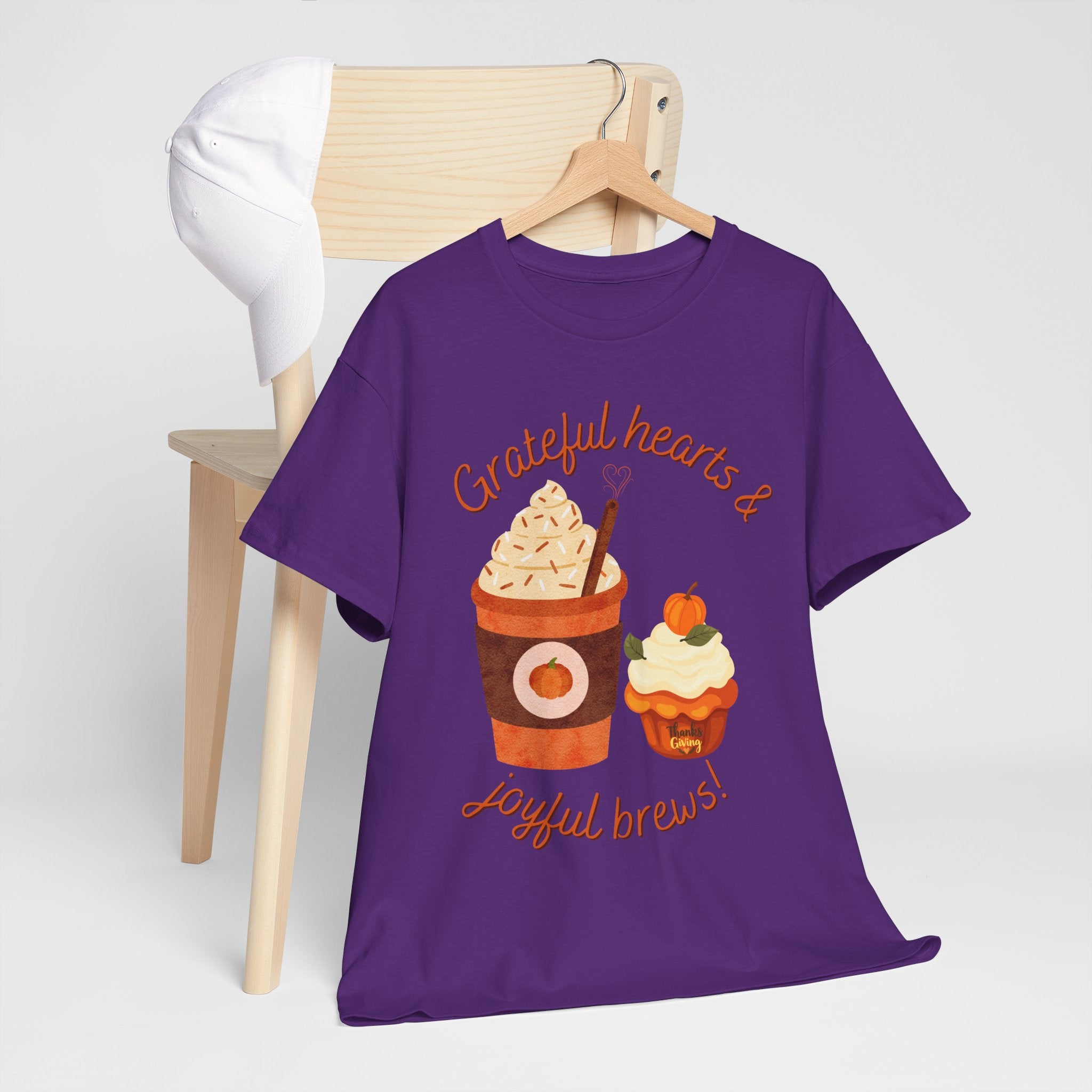Happy Thanksgiving- Grateful Hearts & Joyful Brews Tee, Unisex Cotton Shirt, Coffee Lovers Gift, Casual Wear, Cute Tee for Celebrations, Fall Fashion