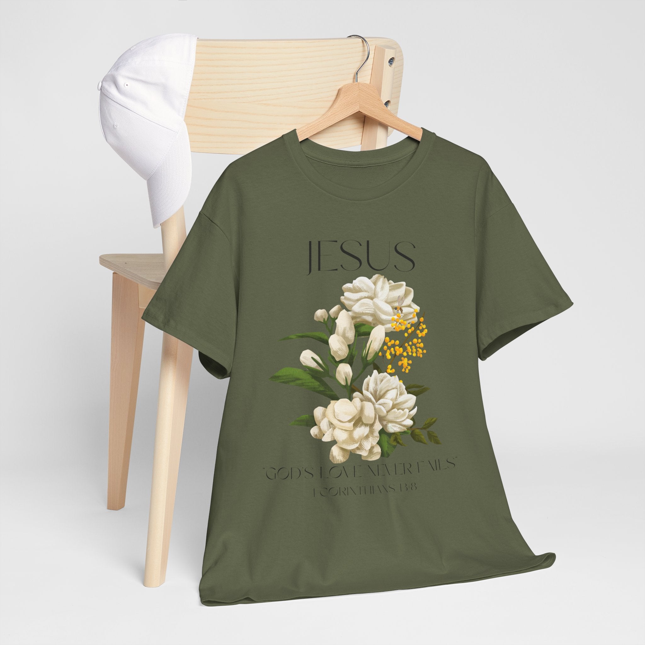 Jesus- God's love never fails-Unisex Heavy Cotton Tee