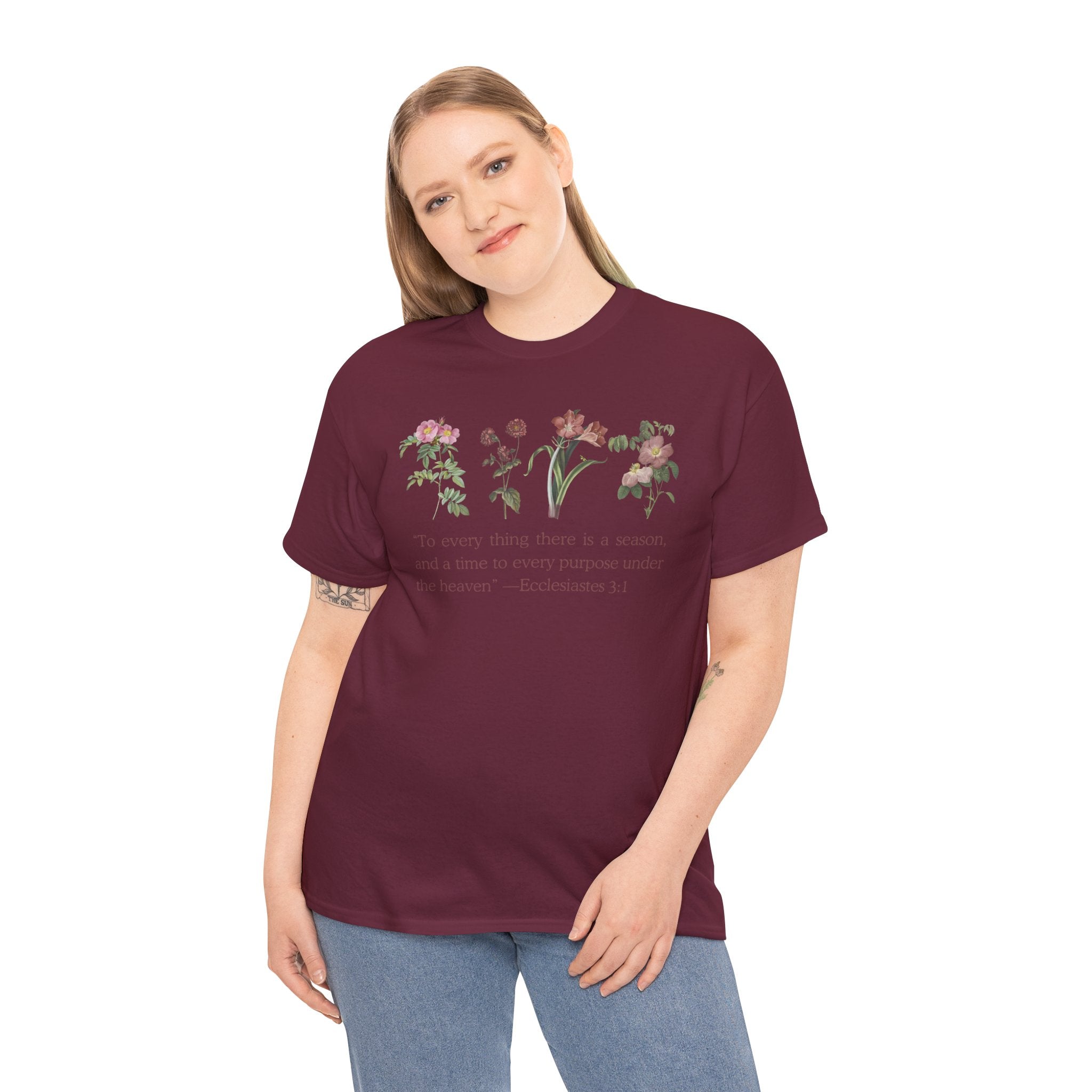 Christian -Biblical Inspirational Floral Quote Tee, Nature Lover Gift, Eco-Friendly Fashion, Casual Everyday Wear