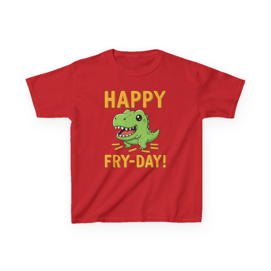 Happy Fry-Day Kids Tee, Fun Dinosaur T-Shirt, Kids Cotton Shirt, Birthday Gift, Everyday Wear, Summer Fun, Playful Tee