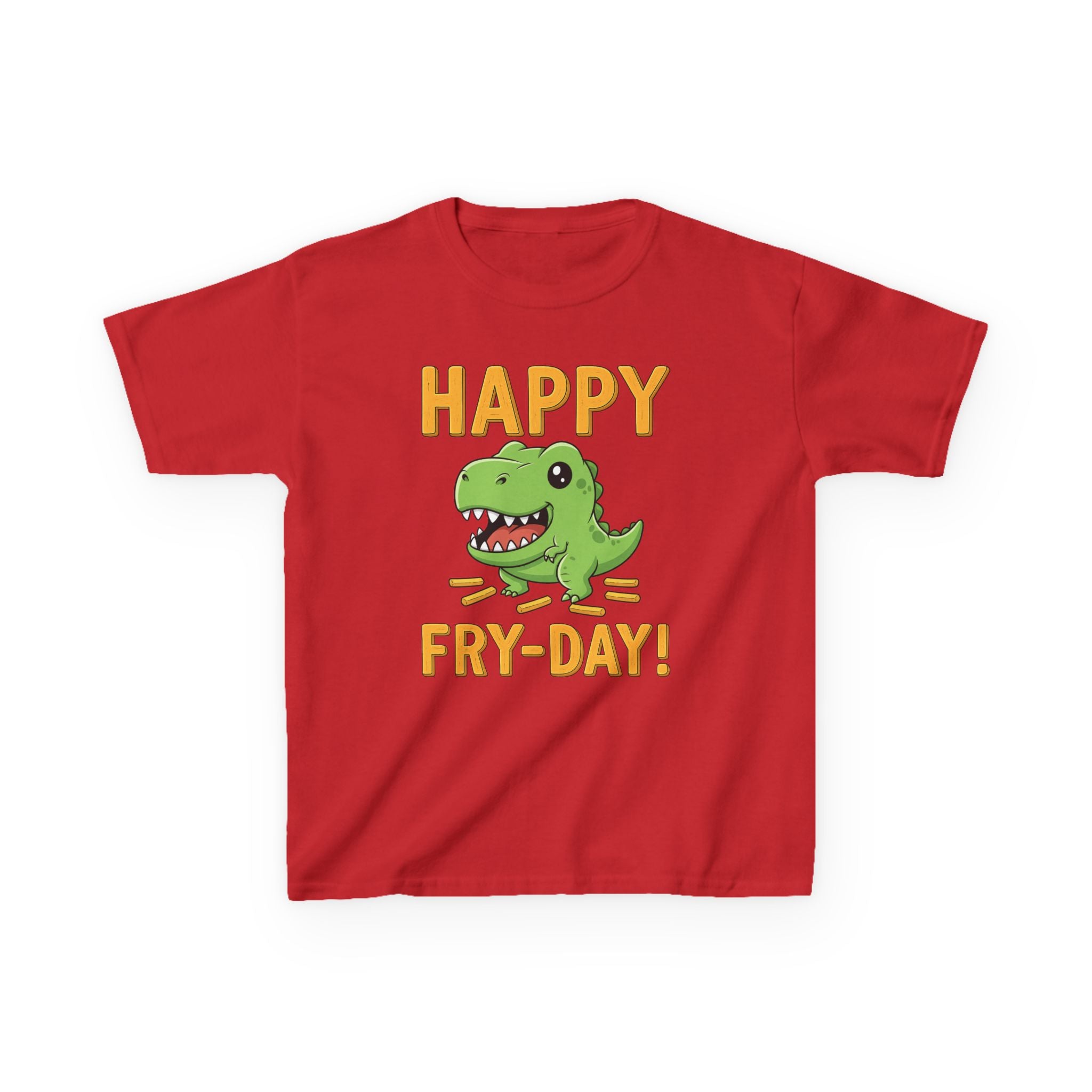 Happy Fry-Day Kids Tee, Fun Dinosaur T-Shirt, Kids Cotton Shirt, Birthday Gift, Everyday Wear, Summer Fun, Playful Tee