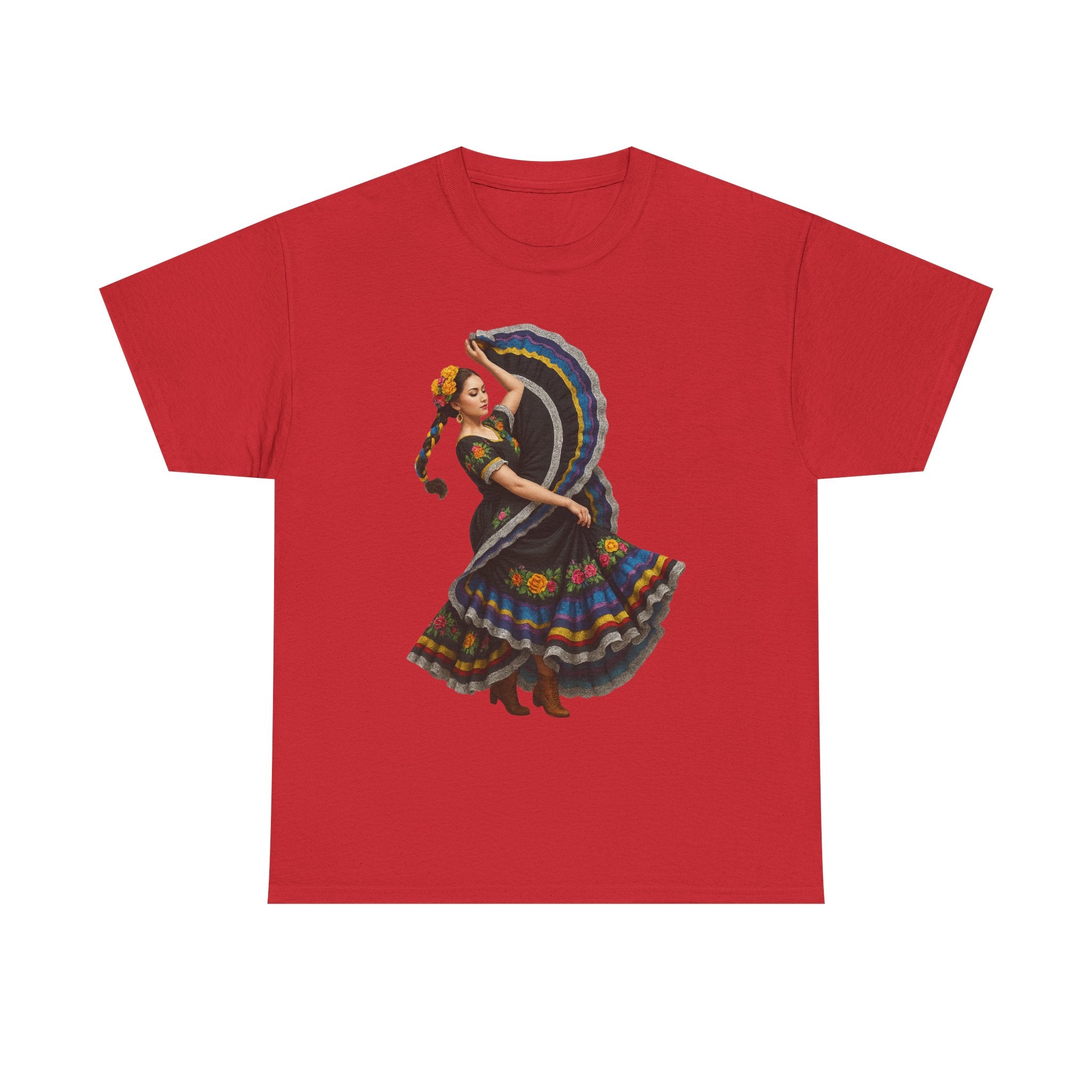 Folklórico Cultural Dance Graphic Tee, Unisex Heavy Cotton T-Shirt, Festival Apparel, Bohemian Style Shirt, Gift for Dancers, Ethnic Art Tee