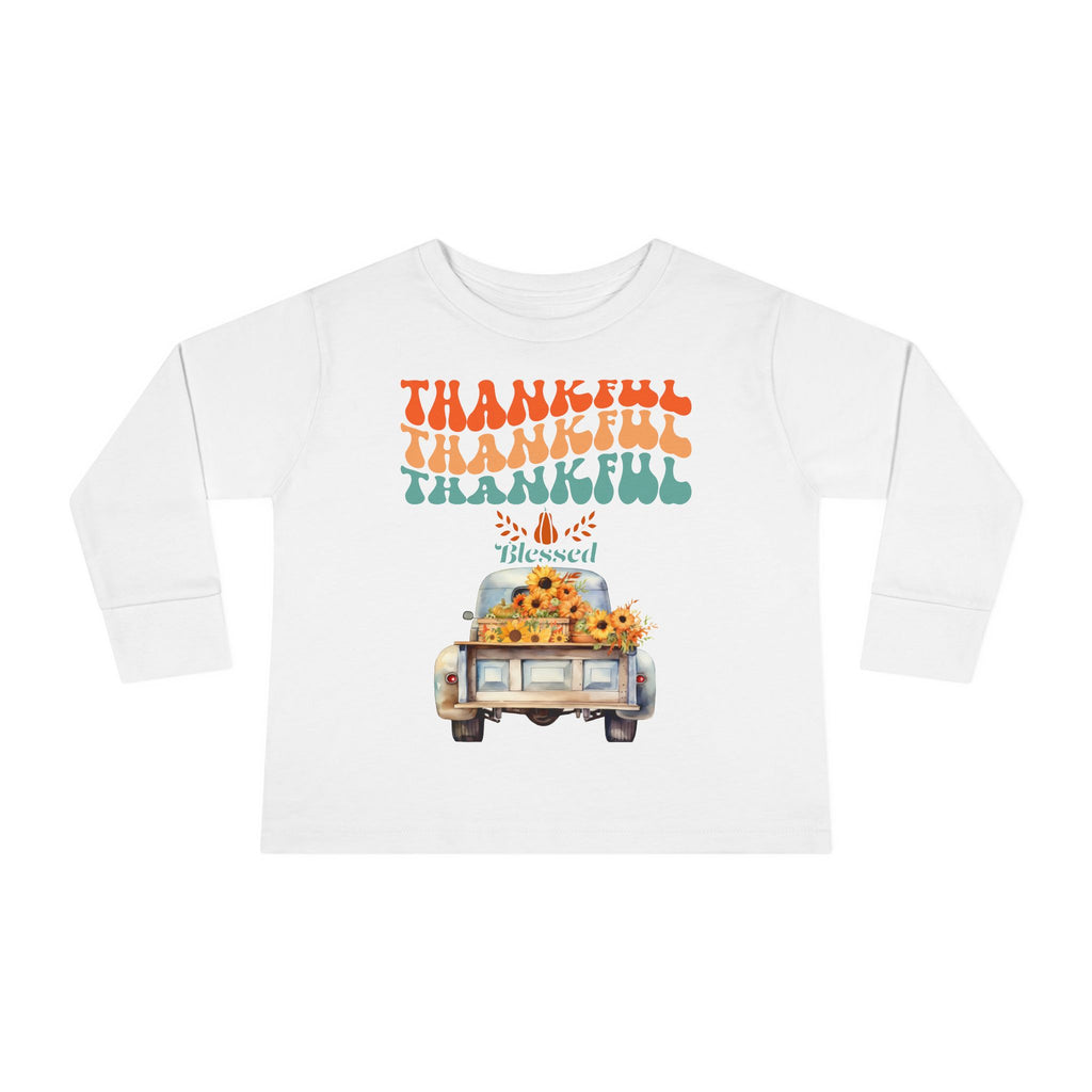 Thankful Toddler Long Sleeve Tee - Perfect for Fall Celebrations, Family Gatherings, Thanksgiving, Everyday Wear, Gifts