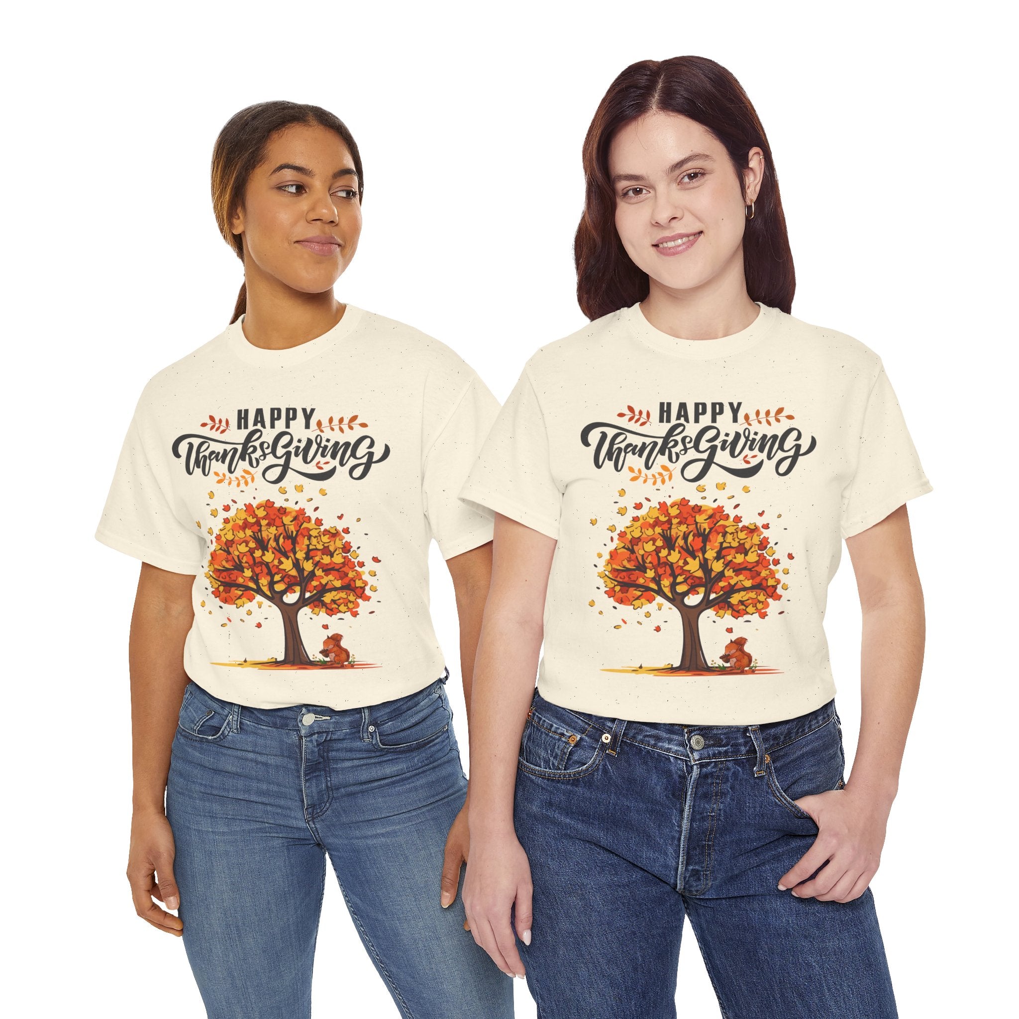 Happy Thanksgiving Tree Unisex Tee, Autumn Shirt, Holiday Apparel, Fall Fashion, Seasonal Gift