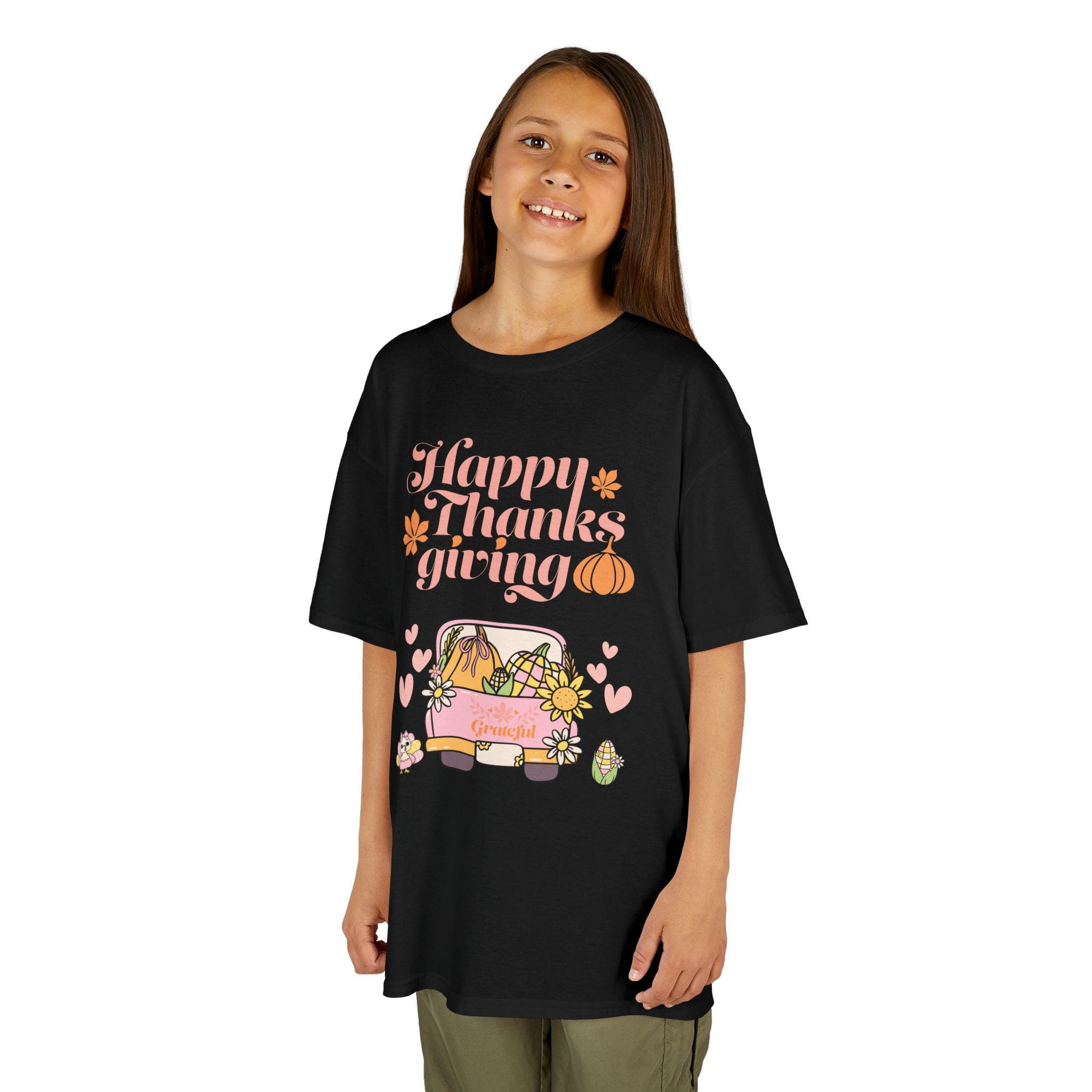 Happy Thanksgiving Kids Tee, Fall T-Shirt, Cute Pumpkin Shirt, Autumn Apparel, Kids Harvest Tee, Seasonal Kids Clothing