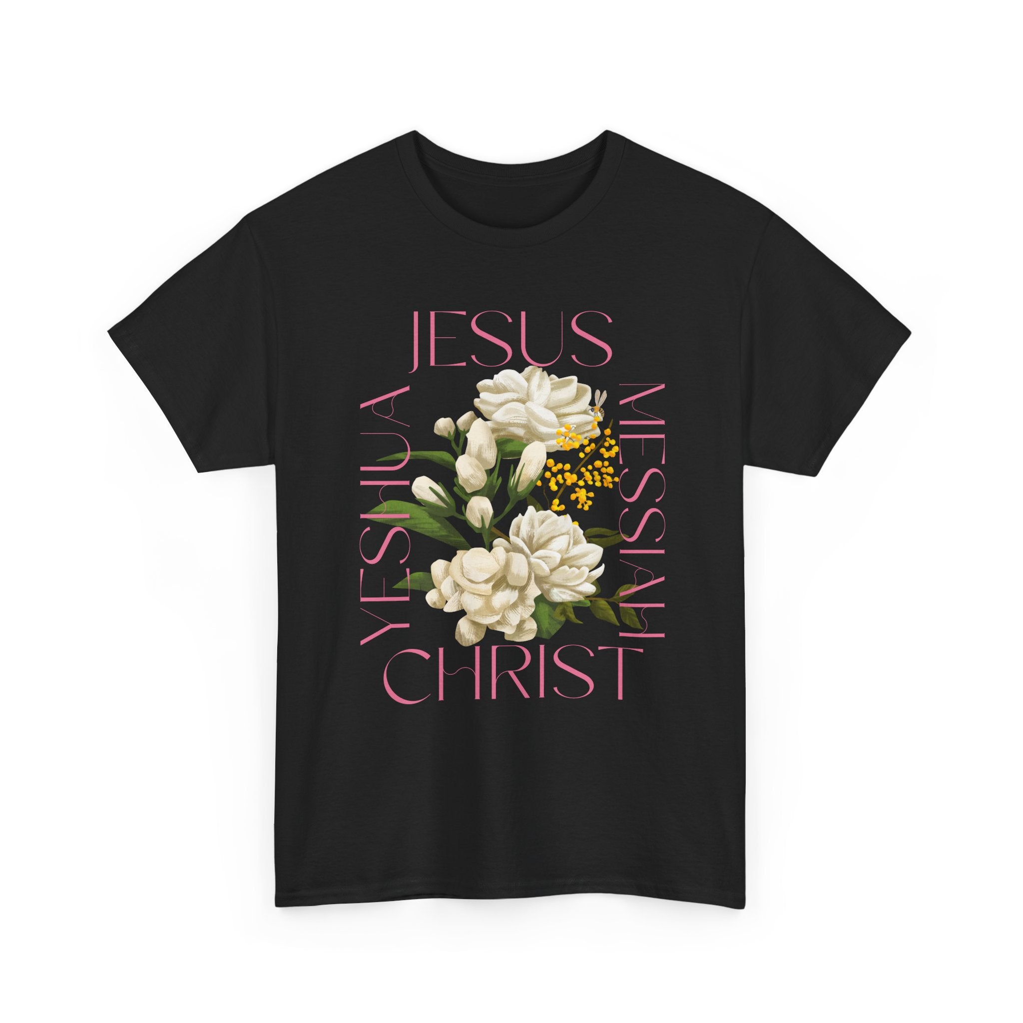 Floral Jesus Heavy Cotton Tee, Unisex T-Shirt, Christian Gift, Faith-Based Apparel, Religious Fashion, Inspirational Clothing