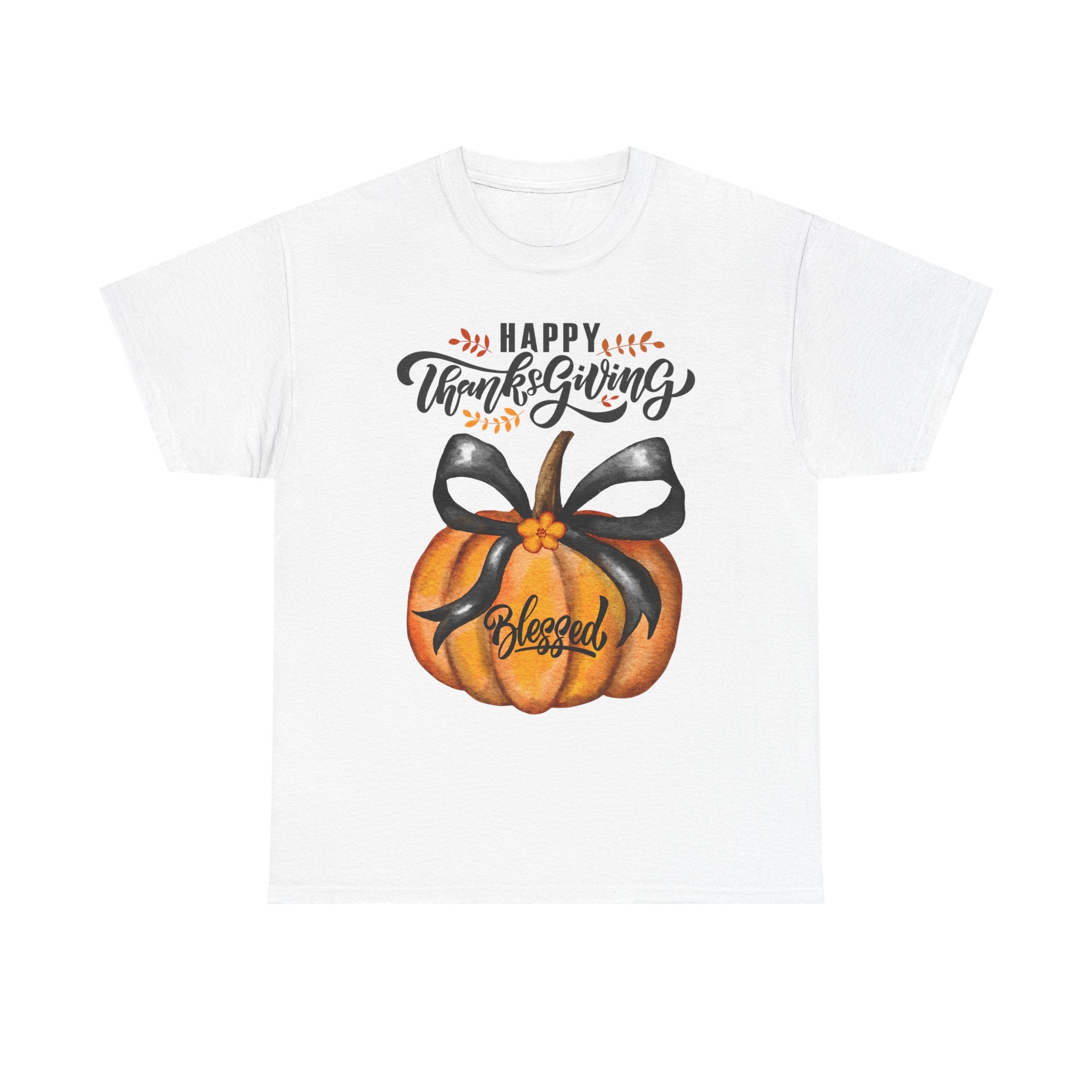 Thanksgiving Pumpkin Tee - Happy Thanksgiving, Blessed Shirt, Fall Apparel, Unisex Cotton Tee, Holiday Gift
