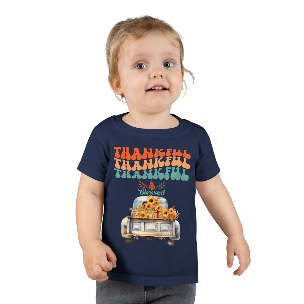 Toddler T-Shirt - Thankful Vintage Car Design, Cute Autumn Apparel, Fall Celebration Shirt, Kids Gratitude Tee, Gifts for Thanksgiving