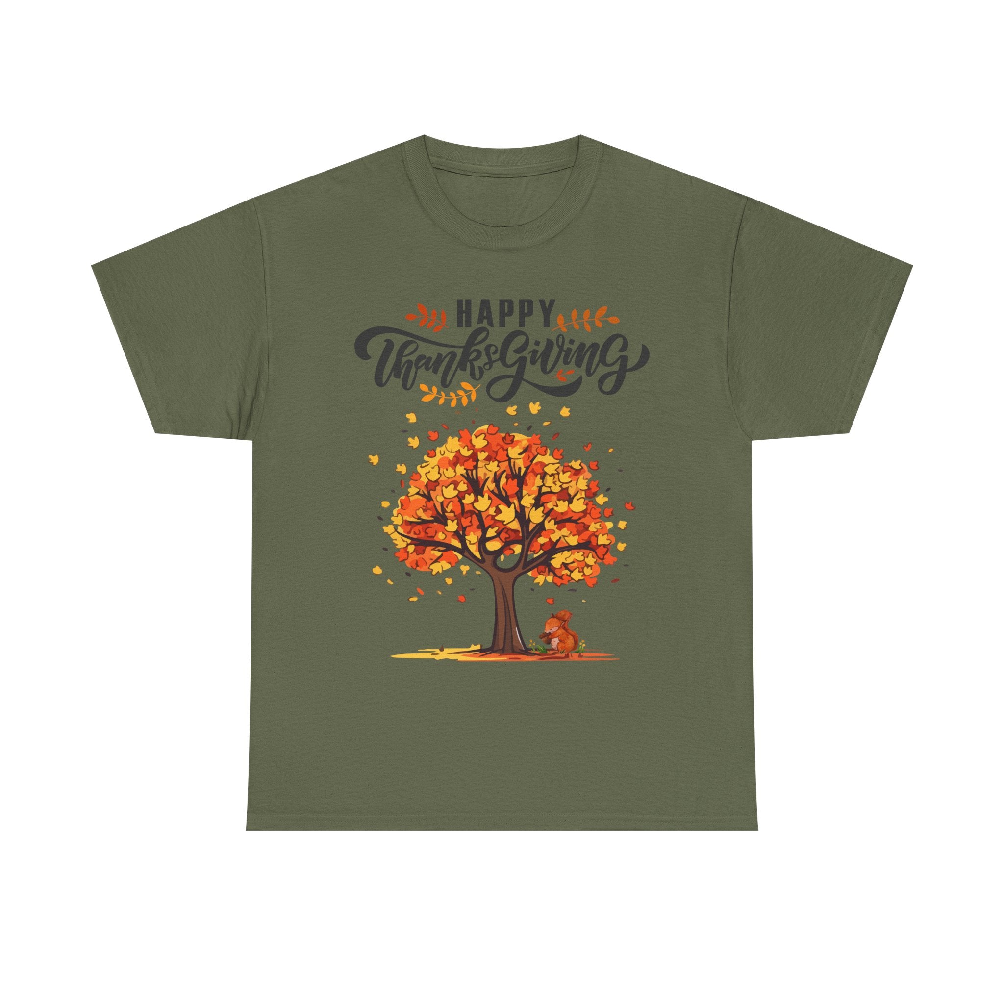 Happy Thanksgiving Tree Unisex Tee, Autumn Shirt, Holiday Apparel, Fall Fashion, Seasonal Gift