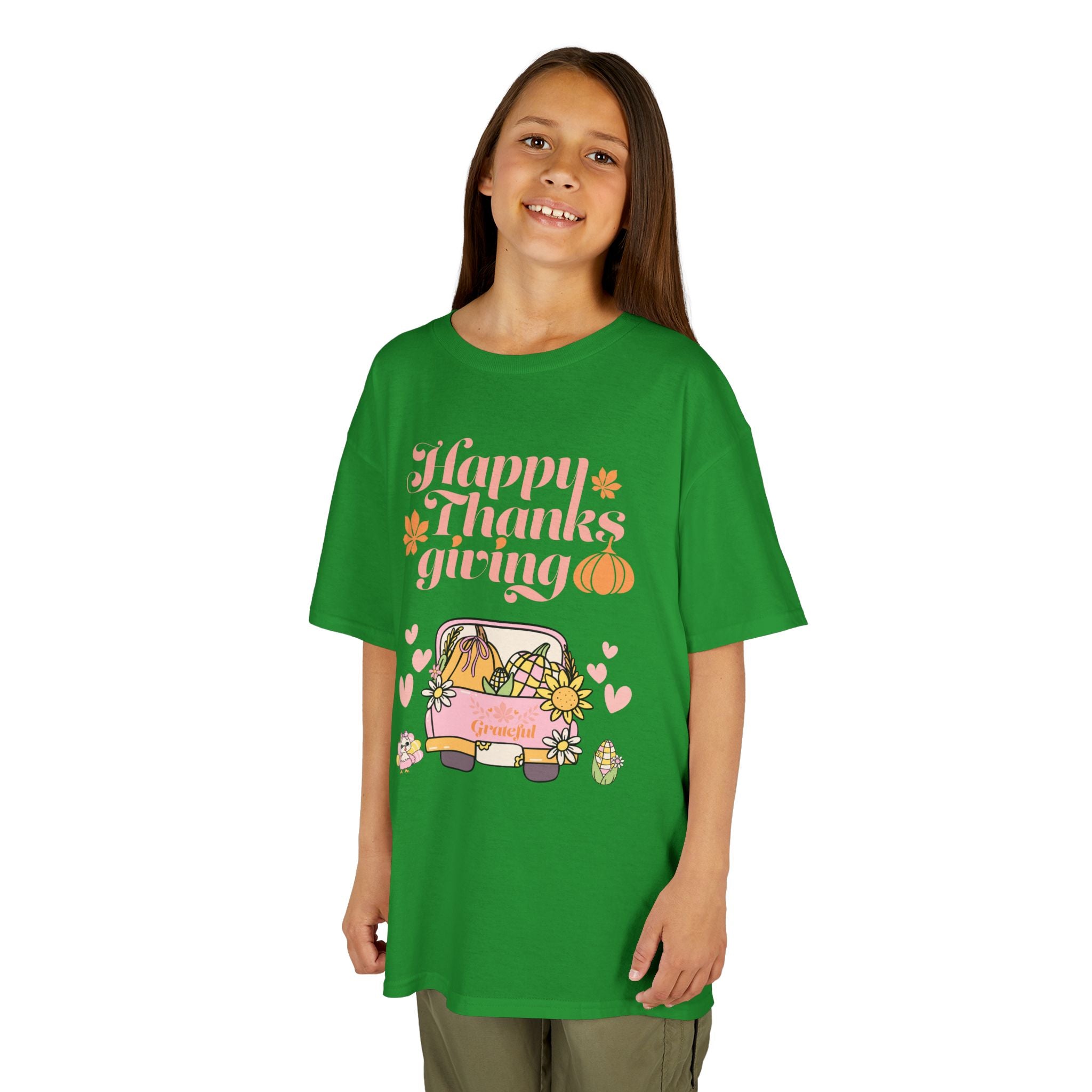 Happy Thanksgiving Kids Tee, Fall T-Shirt, Cute Pumpkin Shirt, Autumn Apparel, Kids Harvest Tee, Seasonal Kids Clothing