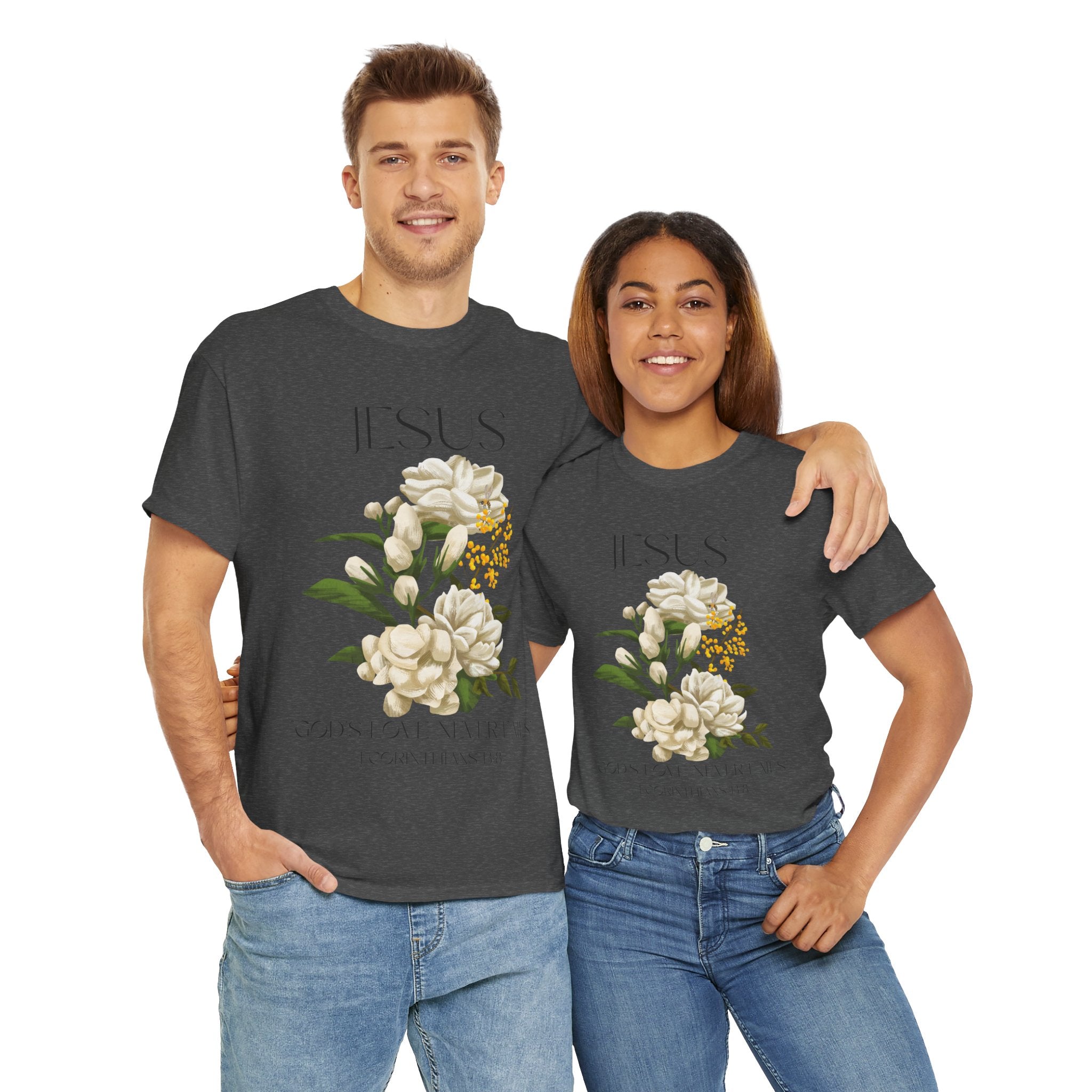 Jesus- God's love never fails-Unisex Heavy Cotton Tee