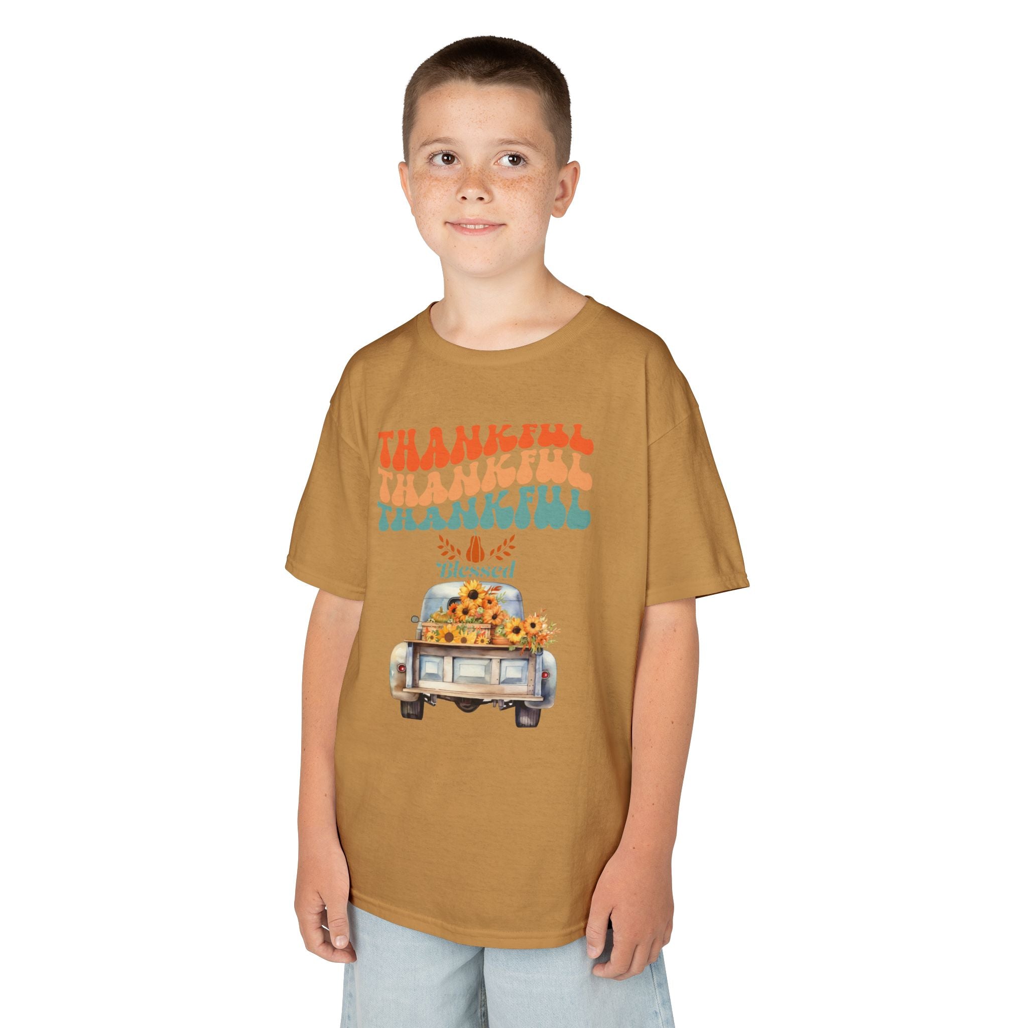 Thankful Kids Tee | Cute Autumn T-Shirt | Thanksgiving Gift | Kids Holiday Wear | Family Gathering Apparel