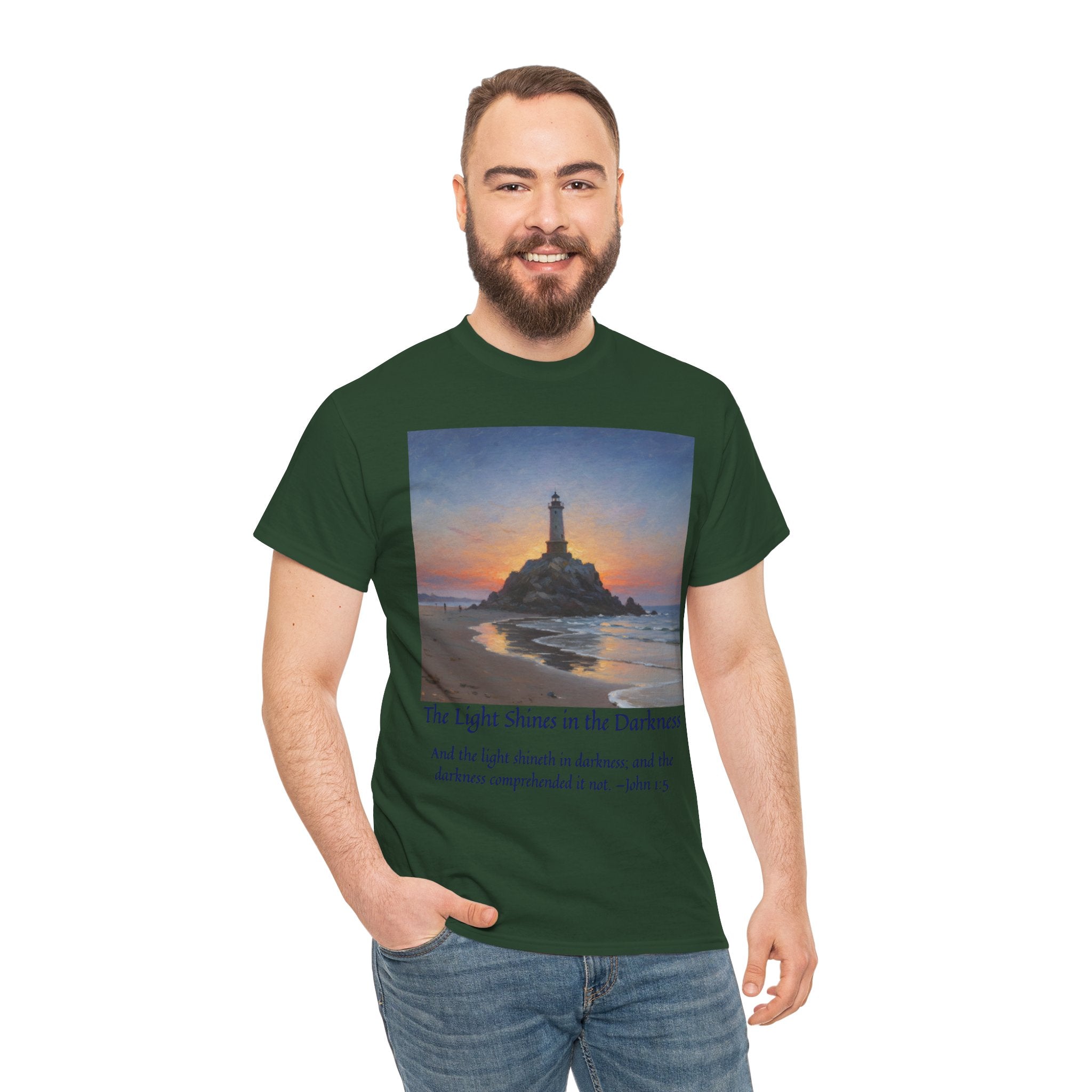 Light in Darkness Unisex Cotton Tee-inspired by Monet, Inspirational Shirt, Bible Verse Tee, Faith-Based Apparel, Perfect Gift for All Occasions