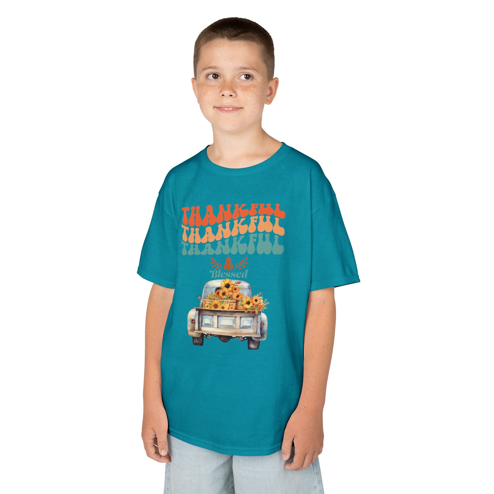 Thankful Kids Tee | Cute Autumn T-Shirt | Thanksgiving Gift | Kids Holiday Wear | Family Gathering Apparel