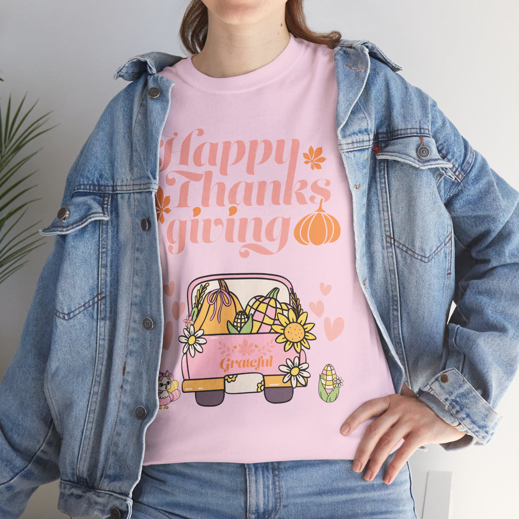 Happy Thanksgiving Unisex Tee | Cozy Autumn Shirt for Family Gatherings, Thanksgiving Celebration, Fall Fashion, Cute Gift Idea