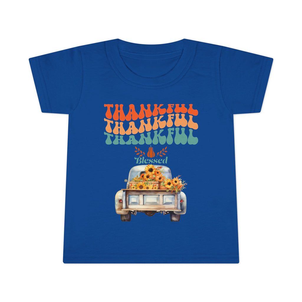 Toddler T-Shirt - Thankful Vintage Car Design, Cute Autumn Apparel, Fall Celebration Shirt, Kids Gratitude Tee, Gifts for Thanksgiving