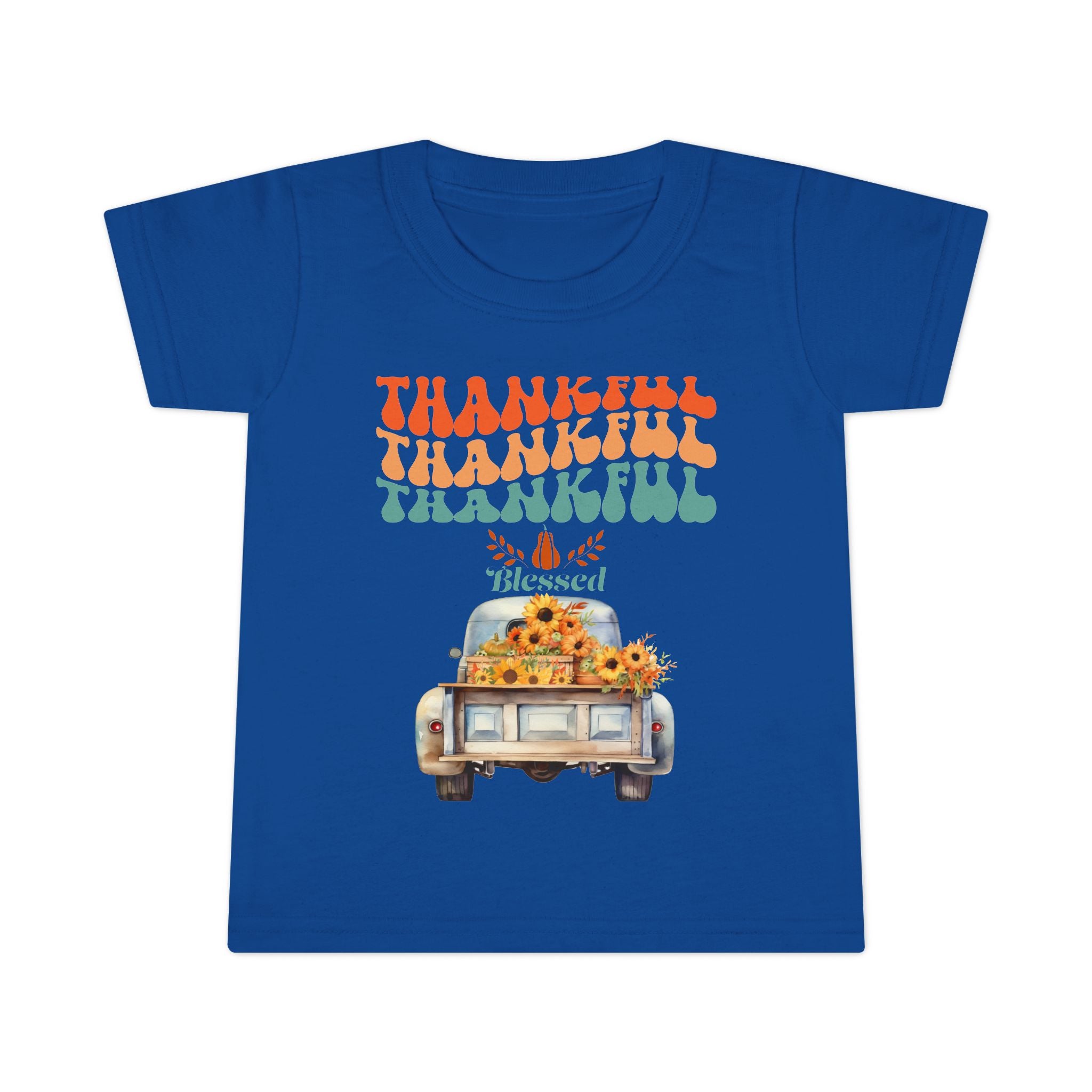 Toddler T-Shirt - Thankful Vintage Car Design, Cute Autumn Apparel, Fall Celebration Shirt, Kids Gratitude Tee, Gifts for Thanksgiving