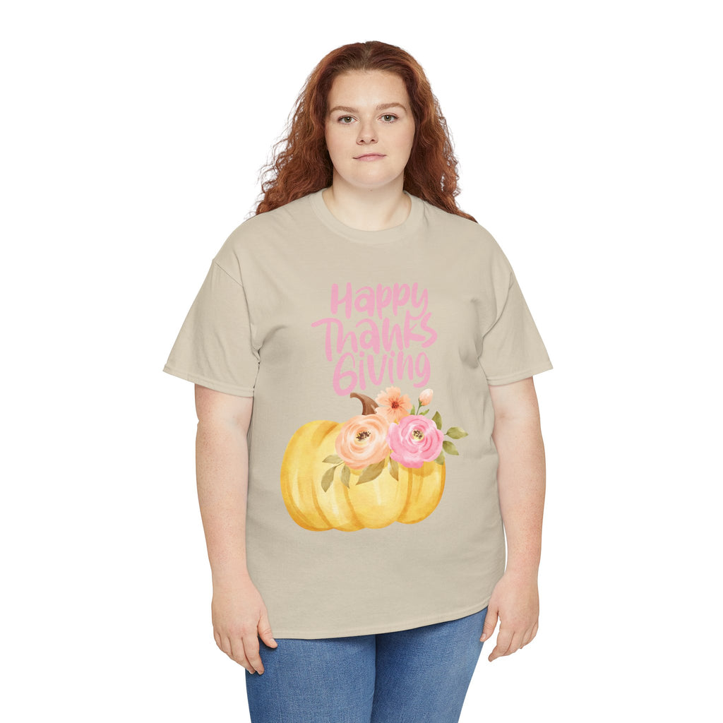 Thanksgiving Floral Tee, Holiday Shirt, Fall Fashion, Gifts for Her, Pumpkin T-Shirt, Autumn Apparel, Friendsgiving Outfit