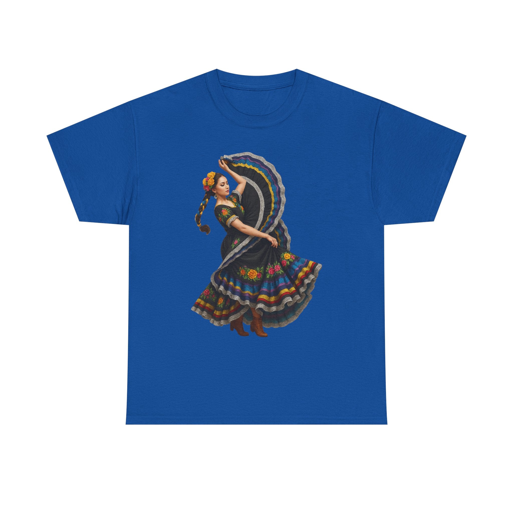 Folklórico Cultural Dance Graphic Tee, Unisex Heavy Cotton T-Shirt, Festival Apparel, Bohemian Style Shirt, Gift for Dancers, Ethnic Art Tee