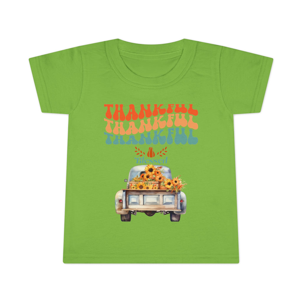 Toddler T-Shirt - Thankful Vintage Car Design, Cute Autumn Apparel, Fall Celebration Shirt, Kids Gratitude Tee, Gifts for Thanksgiving