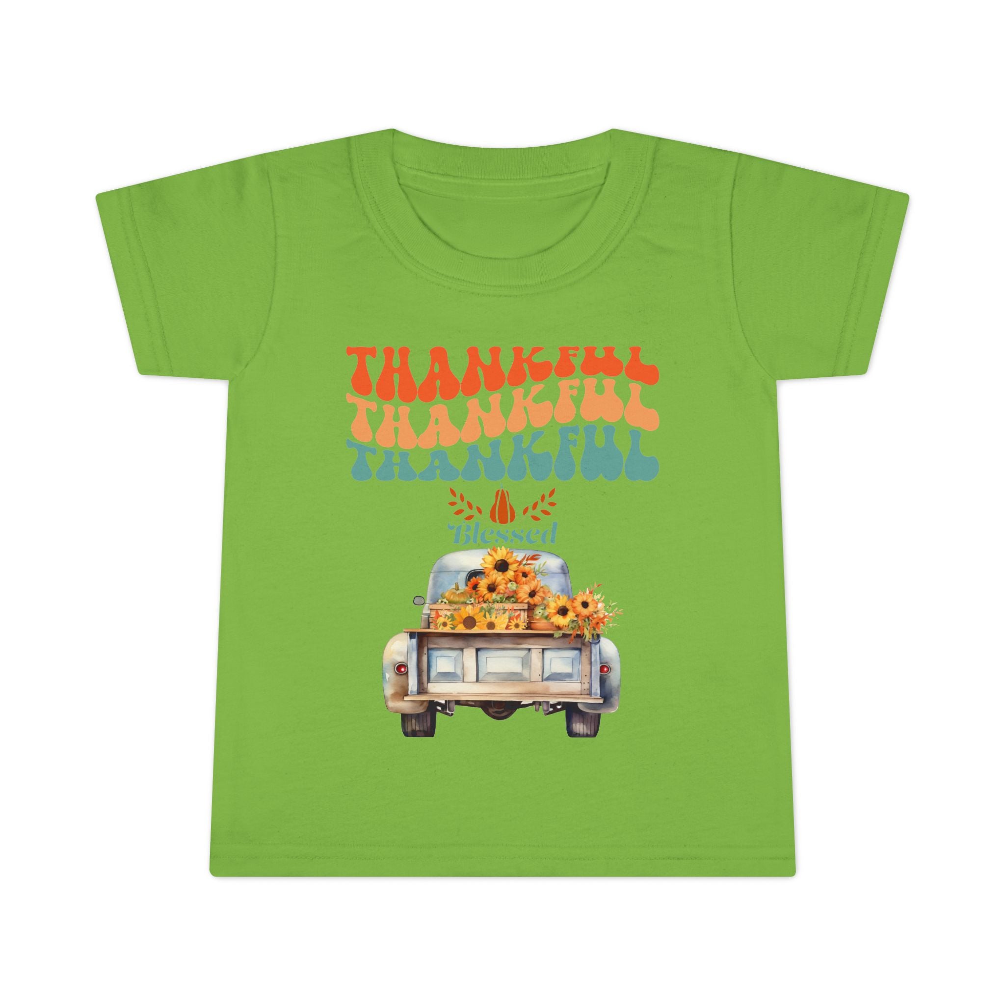 Toddler T-Shirt - Thankful Vintage Car Design, Cute Autumn Apparel, Fall Celebration Shirt, Kids Gratitude Tee, Gifts for Thanksgiving