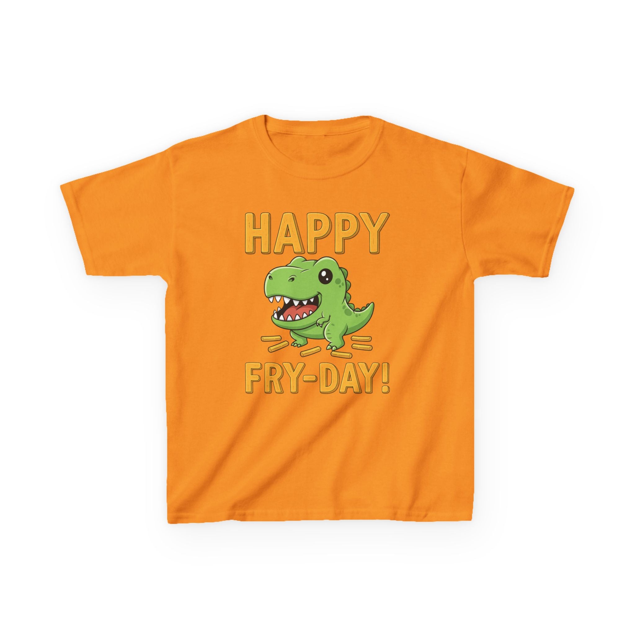 Happy Fry-Day Kids Tee, Fun Dinosaur T-Shirt, Kids Cotton Shirt, Birthday Gift, Everyday Wear, Summer Fun, Playful Tee