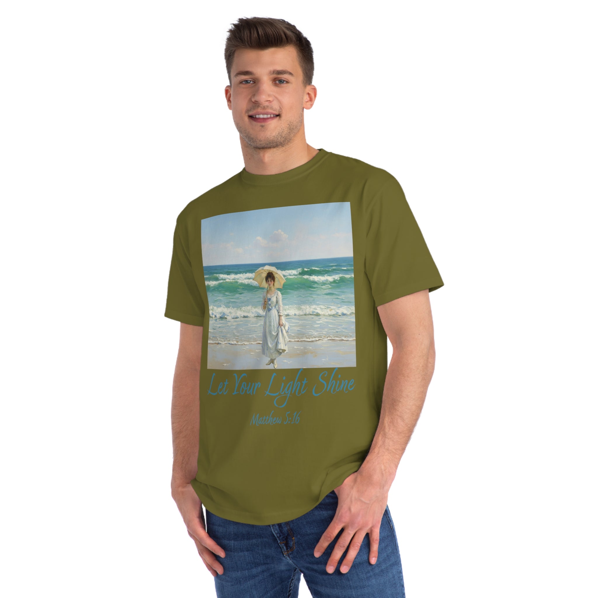 Organic Unisex Classic T-Shirt - Inspirational Beach Art, Let Your Light Shine Design-Figure with a Parasol- Monet Style, Perfect Gift for Ocean Lovers, Casual Wear, [...]