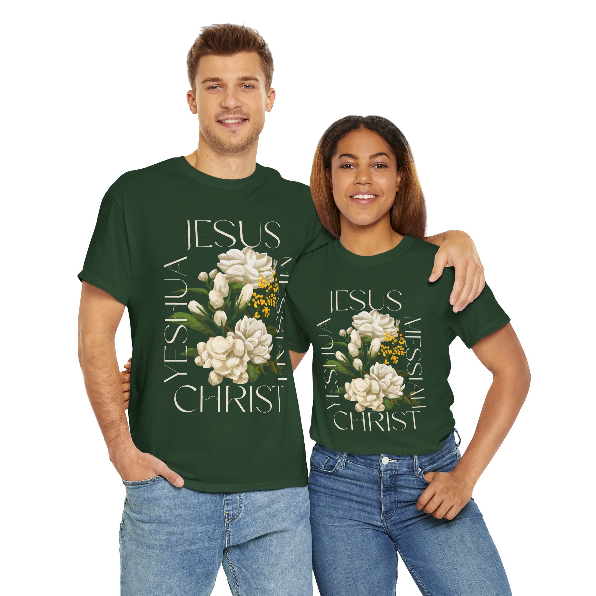 Floral Jesus Christ Tee, Spiritual T-Shirt, Inspirational Unisex Cotton Shirt, Gift for Believers, Christian Apparel