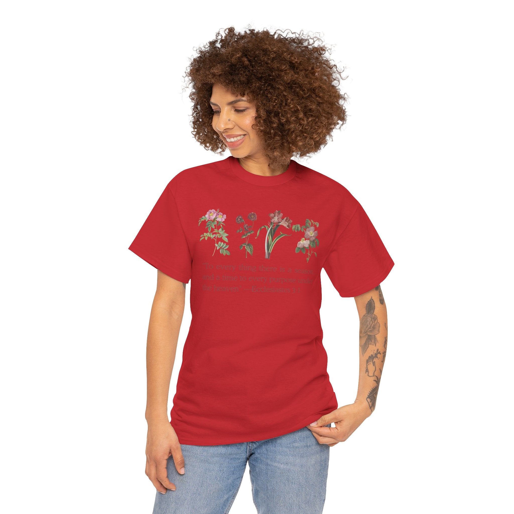 Christian -Biblical Inspirational Floral Quote Tee, Nature Lover Gift, Eco-Friendly Fashion, Casual Everyday Wear
