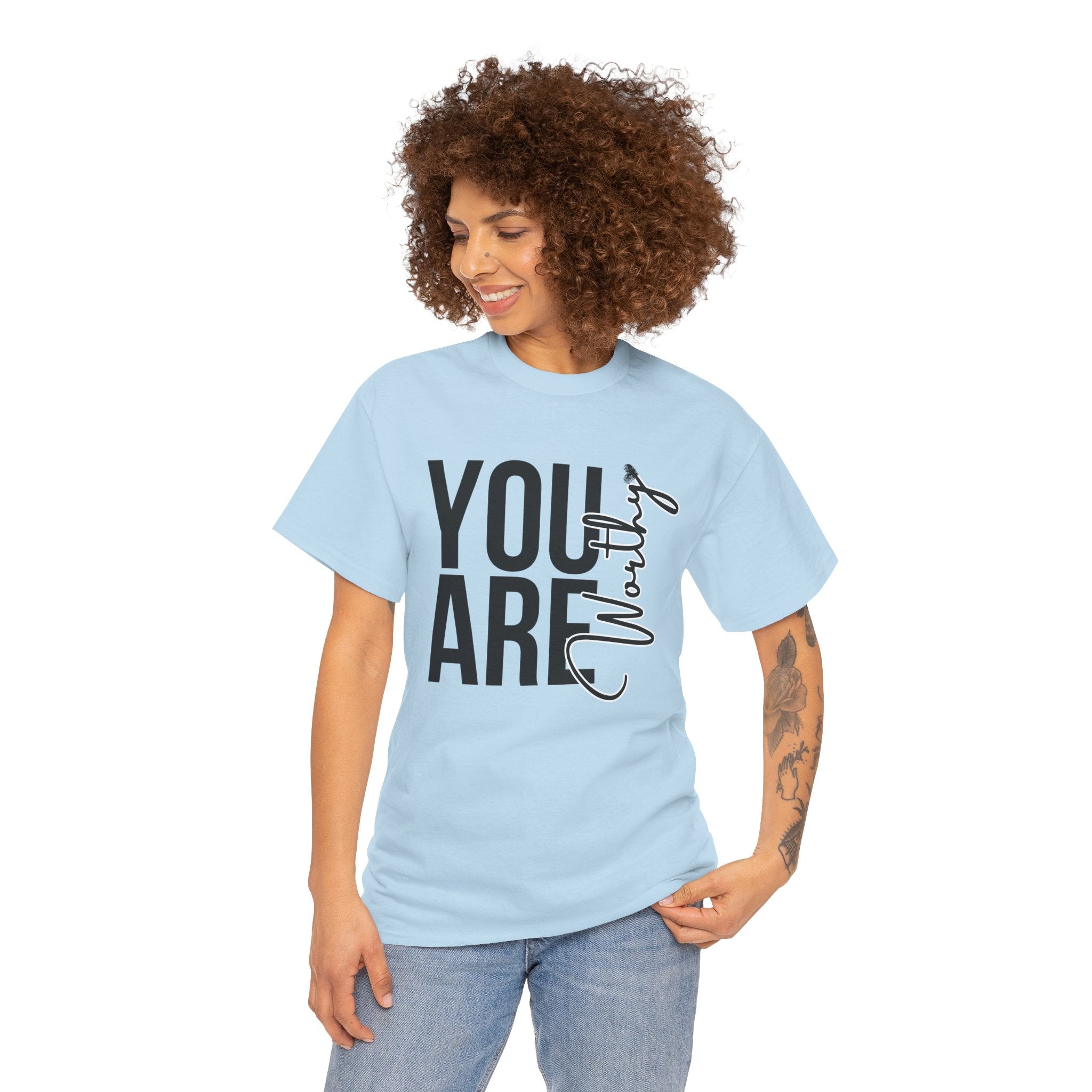 You Are Worthy Unisex Heavy Cotton Tee, Motivational Quote Shirt, Gift for Friends, Self-Love Tee, Uplifting Apparel, Positive [...]