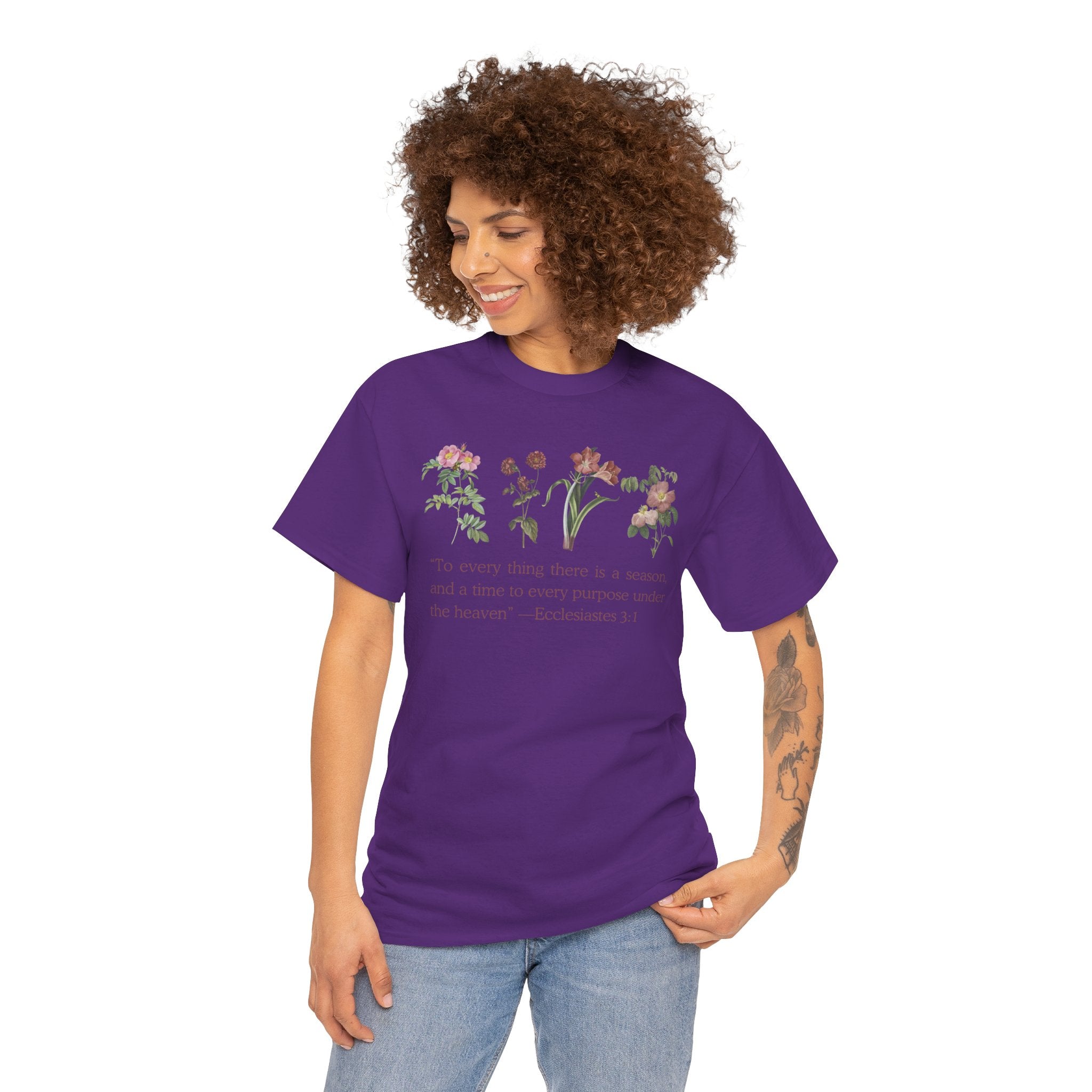 Christian -Biblical Inspirational Floral Quote Tee, Nature Lover Gift, Eco-Friendly Fashion, Casual Everyday Wear