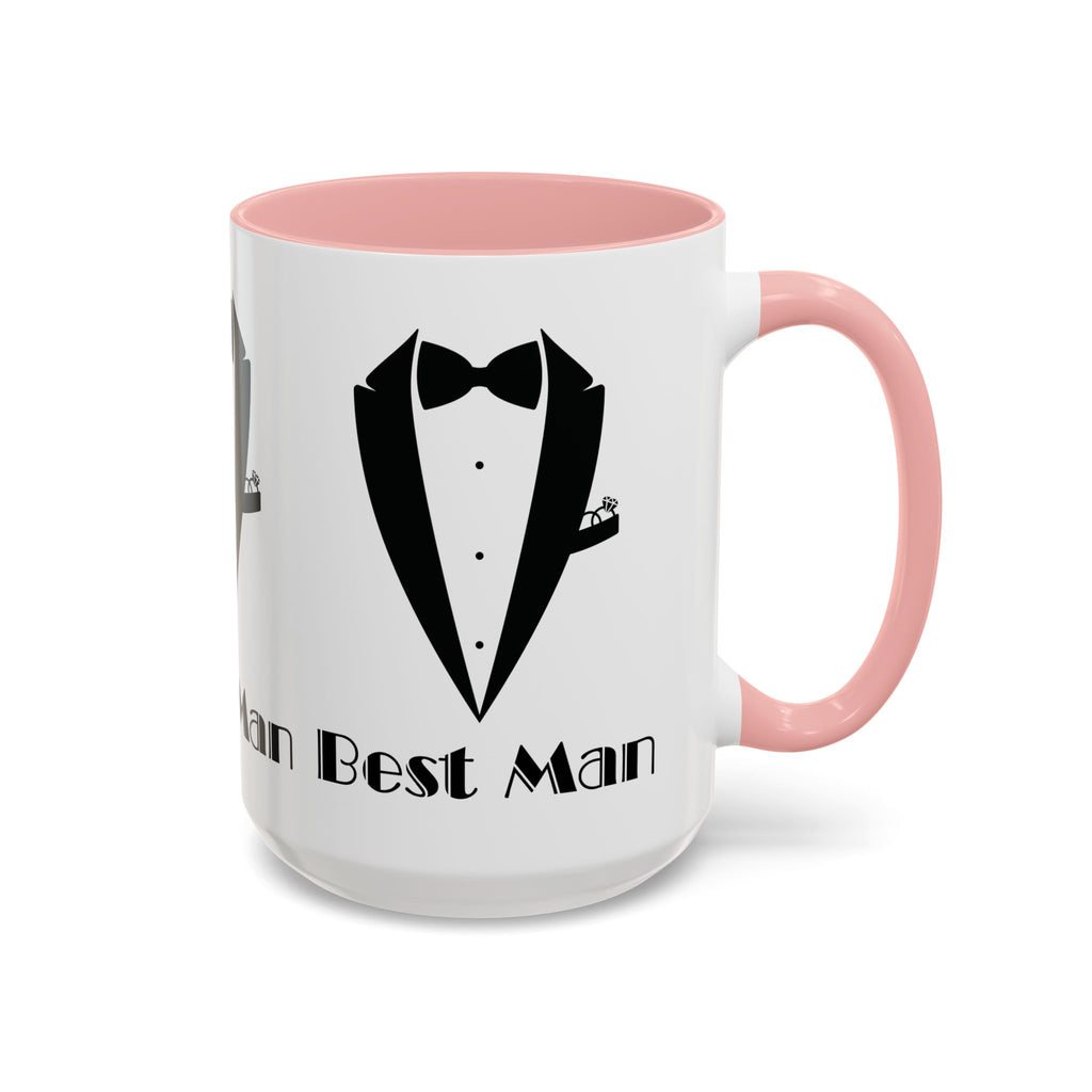 Best Man Accent Coffee Mug 11/15 oz, Groom’s Gift, Wedding Party Favor, Unique Best Man Gift, Black and White Coffee Cup