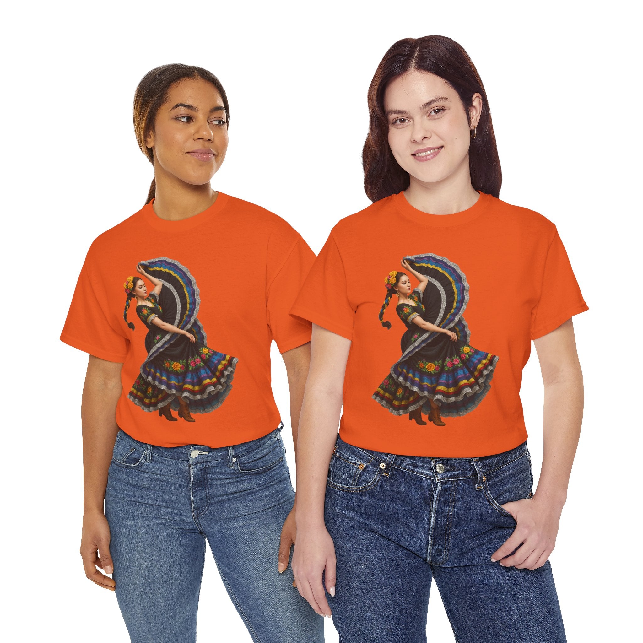 Folklórico Cultural Dance Graphic Tee, Unisex Heavy Cotton T-Shirt, Festival Apparel, Bohemian Style Shirt, Gift for Dancers, Ethnic Art Tee